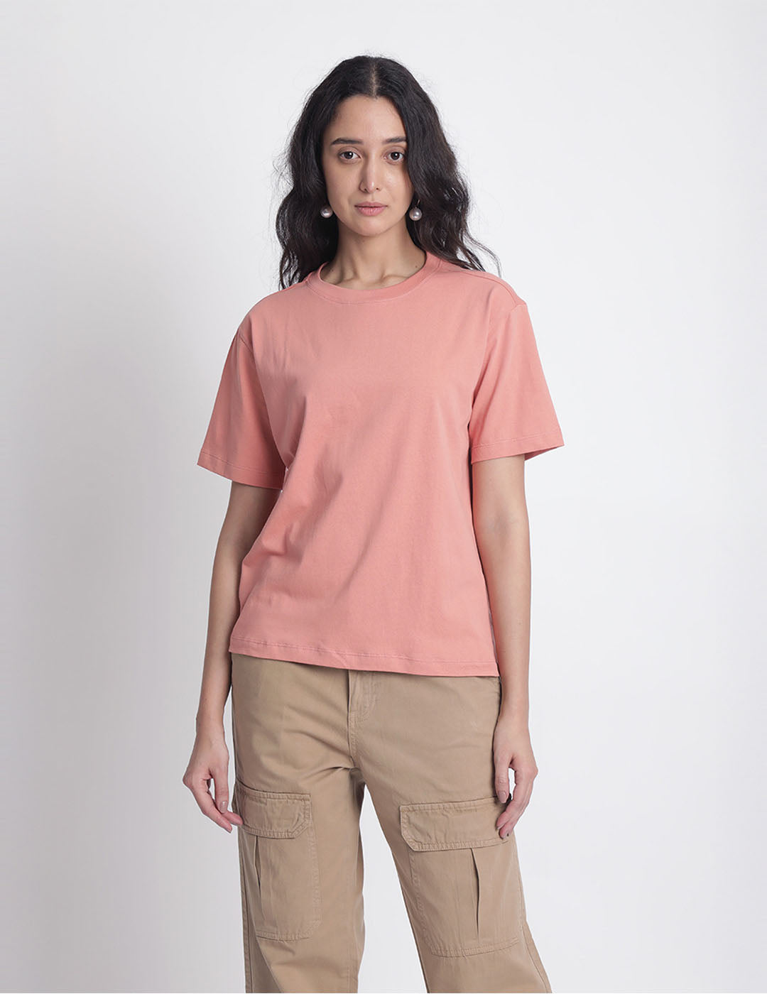 Women Solid Regular fit cotton T shirt