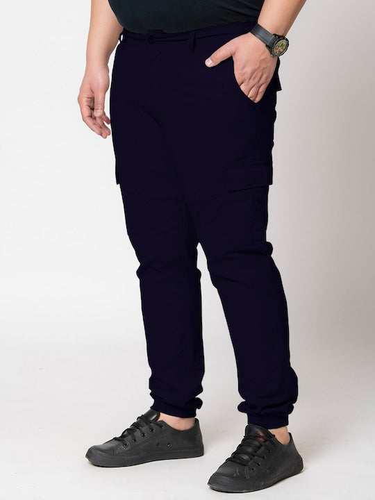 Men Navy Blue Regular Fit Solid Casual Cargo – MINTOBAY