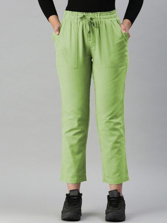 Women Lime Regular Fit Solid Casual Joggers