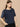 Women Navy Oversized Interlock Solid T-Shirt