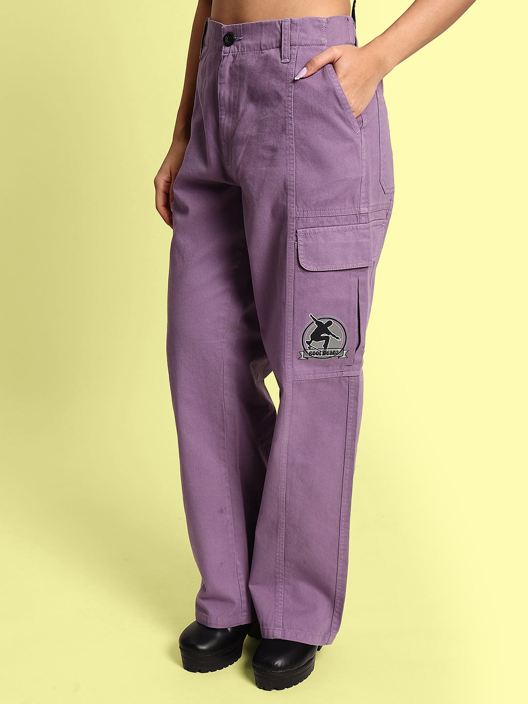 Women's Orchid Mist Straight Fit High-Rise Cargo Pants