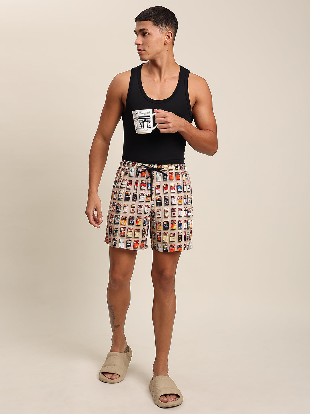 Men Off White Printed Boxer Shorts