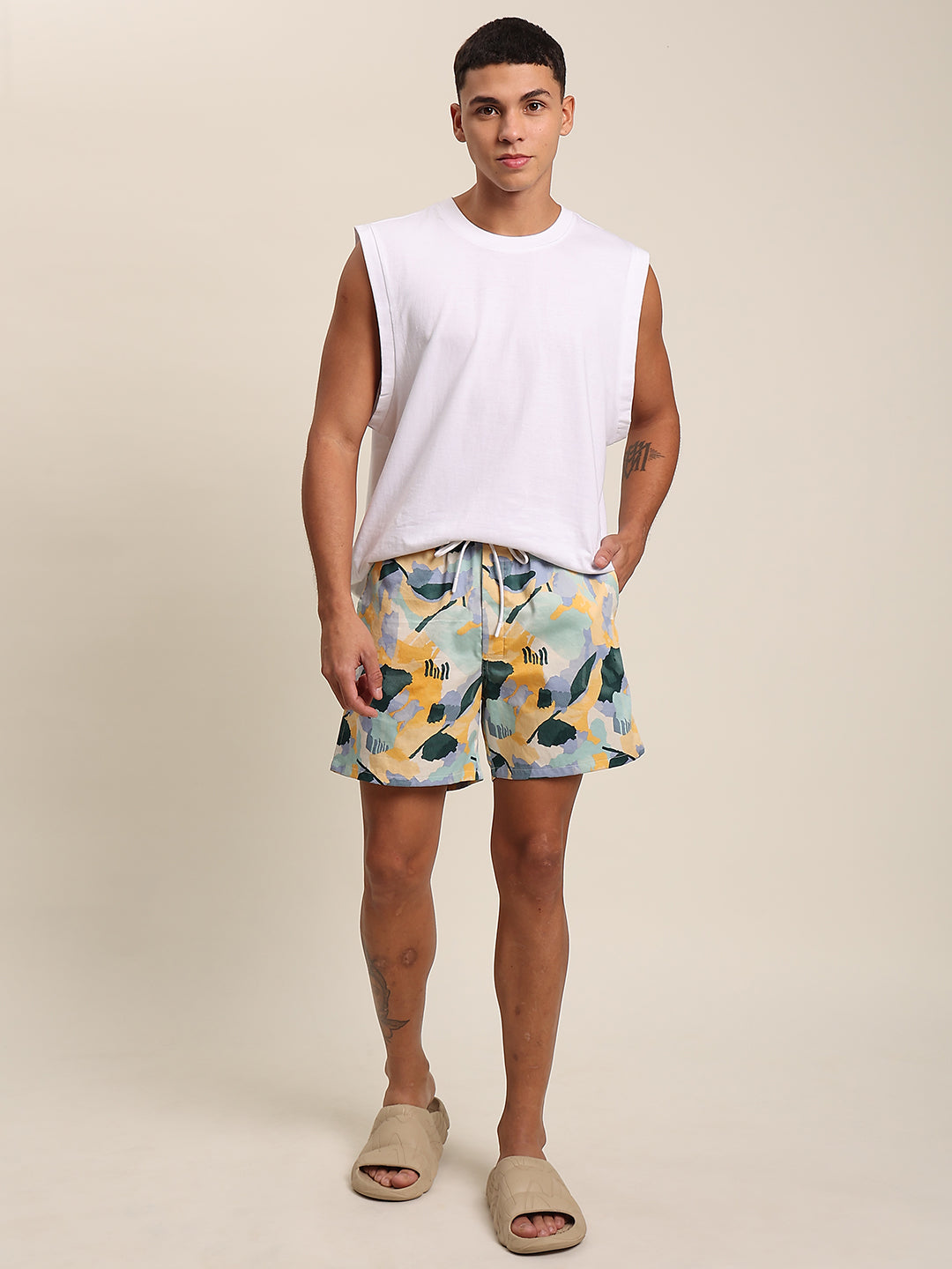 Men Yellow Printed Boxer Shorts