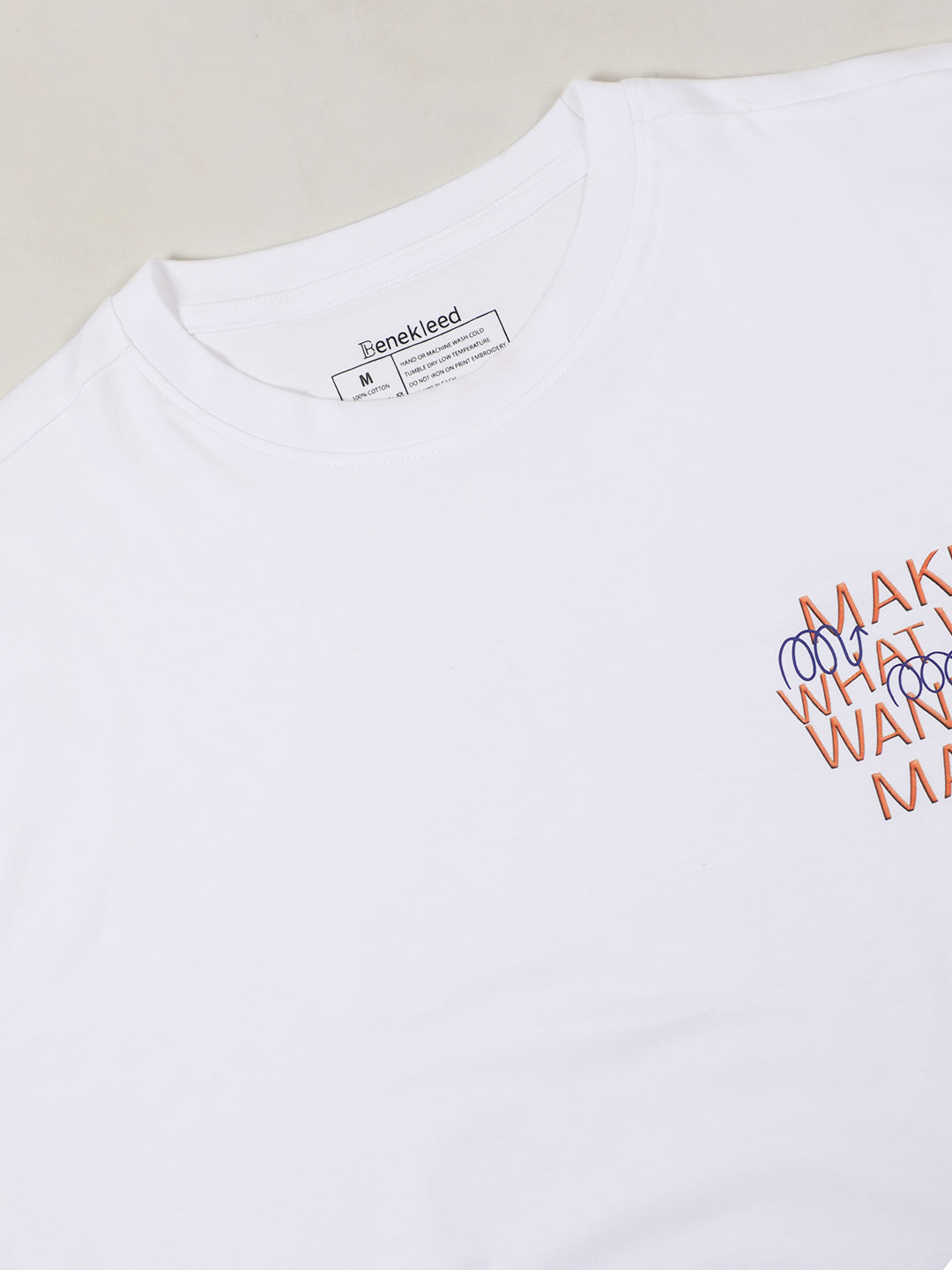 Men-White-Coloured-100% Cotton -Typography-Print-Oversized-T-shirts