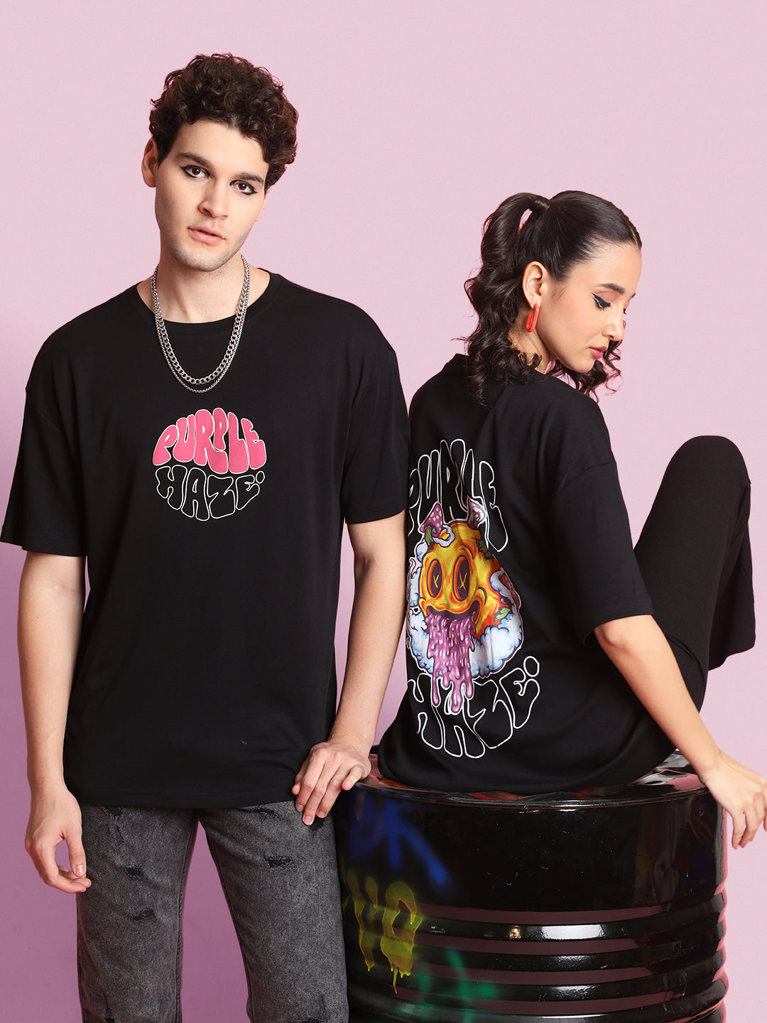 Gender Fluid Oversize Fit  Black Halloween Graphic Tee