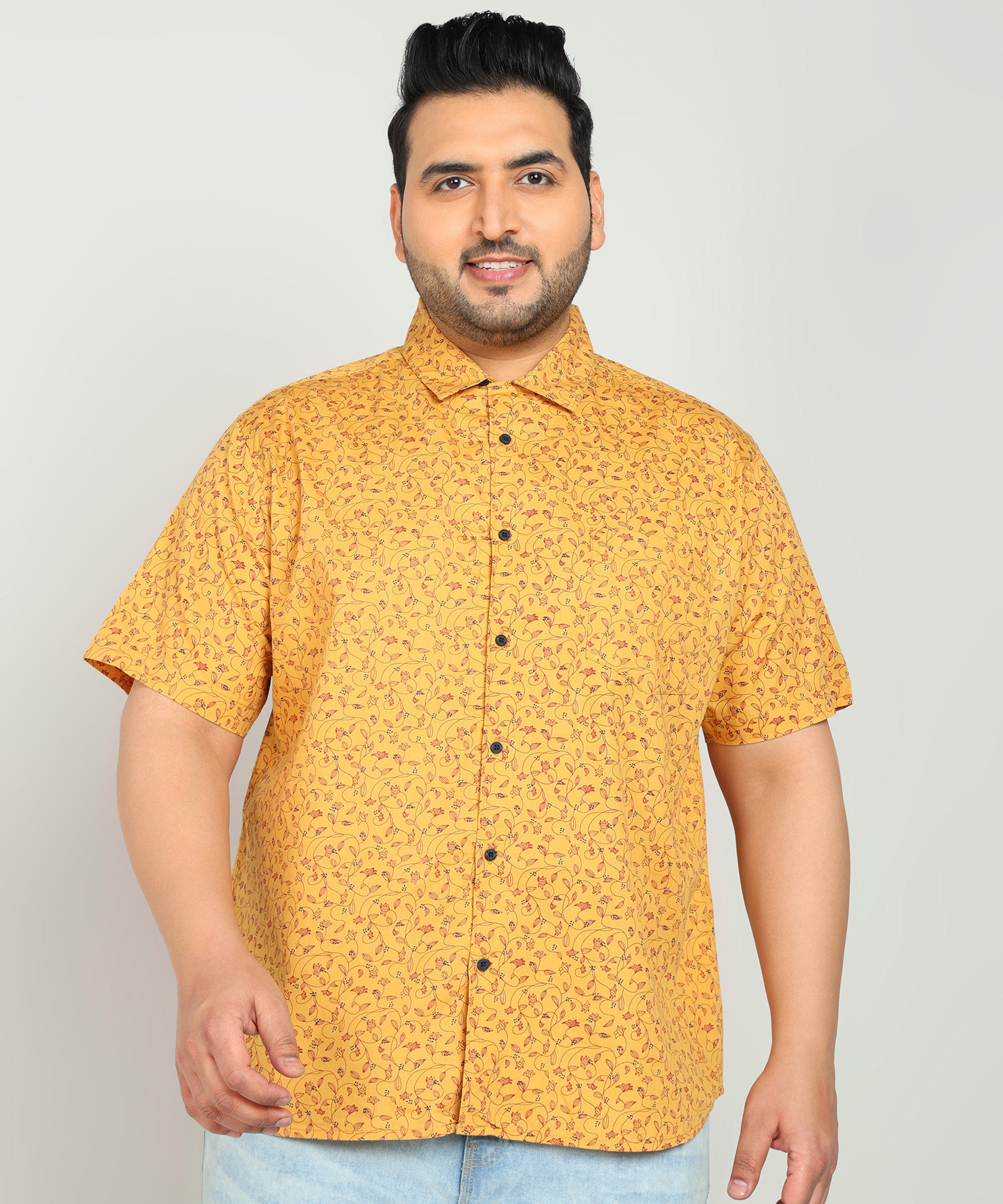 Men Mustard Pure Cotton Printed Casual Shirt