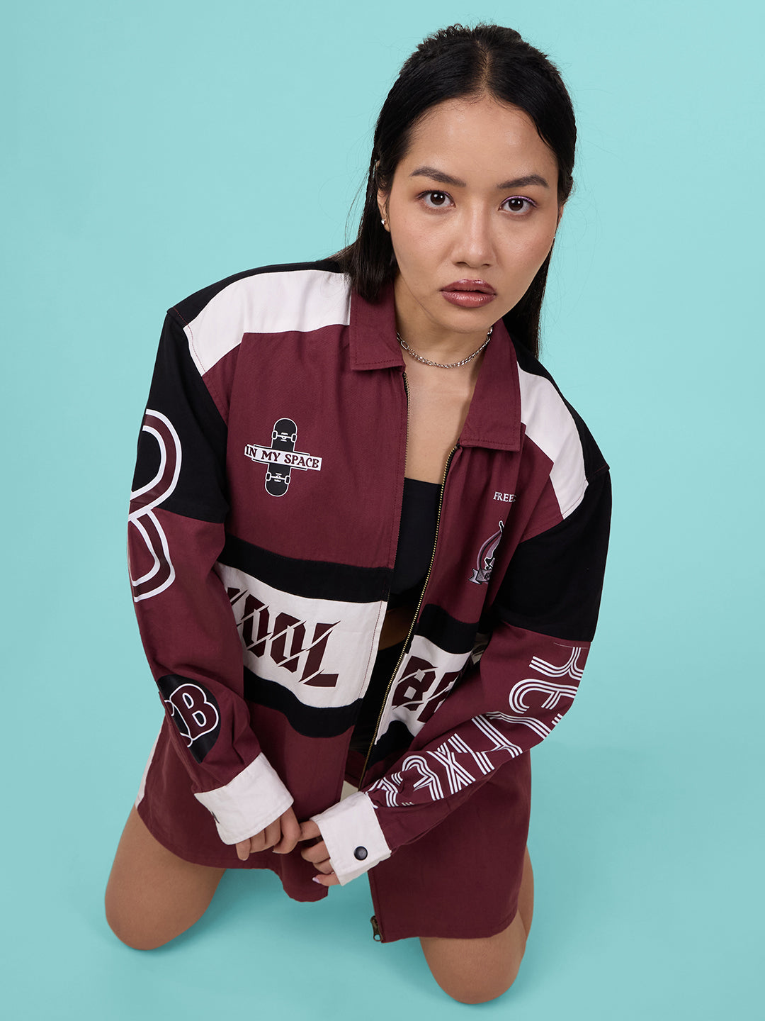 Gender Fluid Light Maroon/Black  Jackets