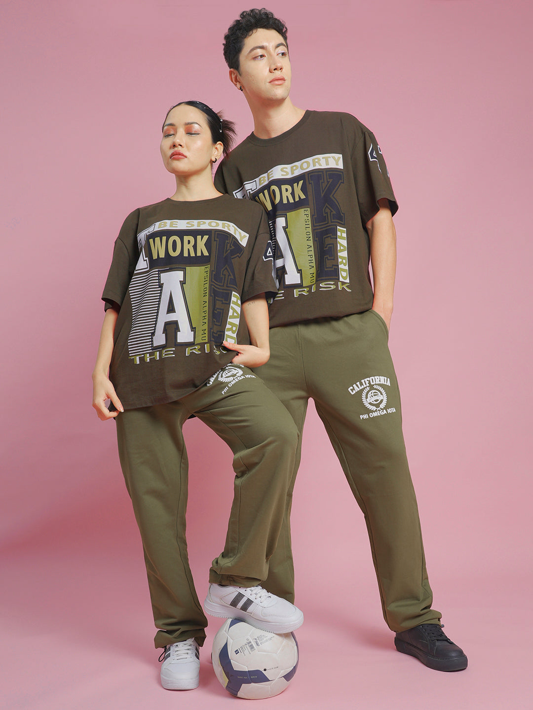 Unisex-Green-Varsity-Printed-Oversize-T-shirt-with-side-slit