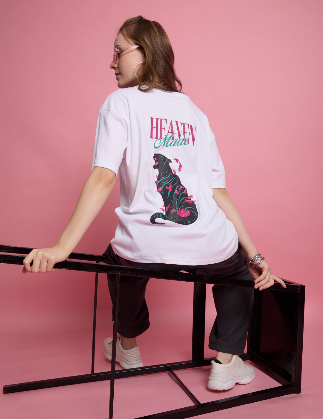 Women Heaven Made Cat Graphic Printed T shirt