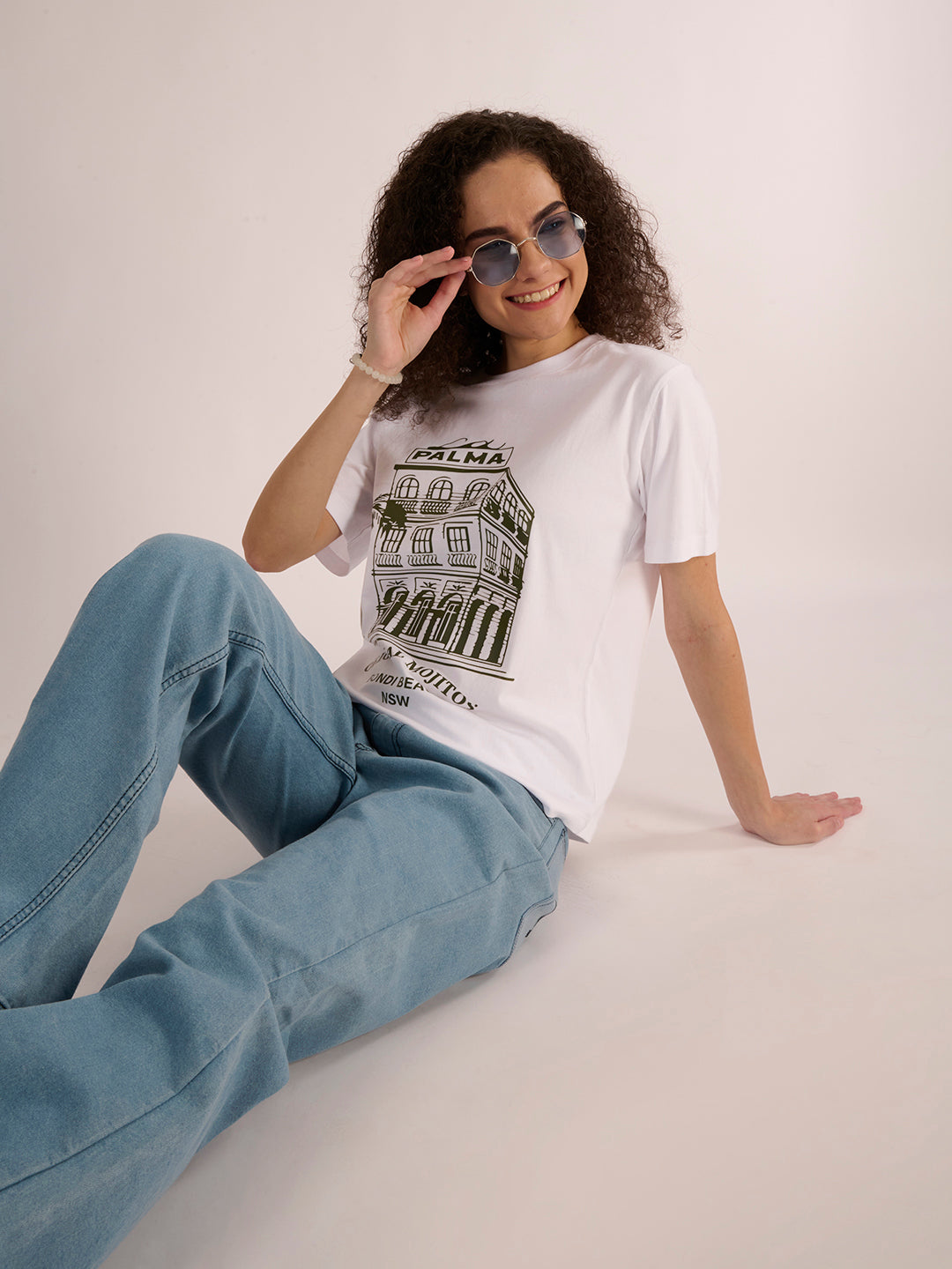 Women White Coloured 100% Cotton  Printed T Shirts