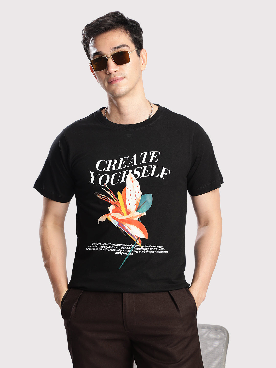 Men Black Graphic Print T Shirt