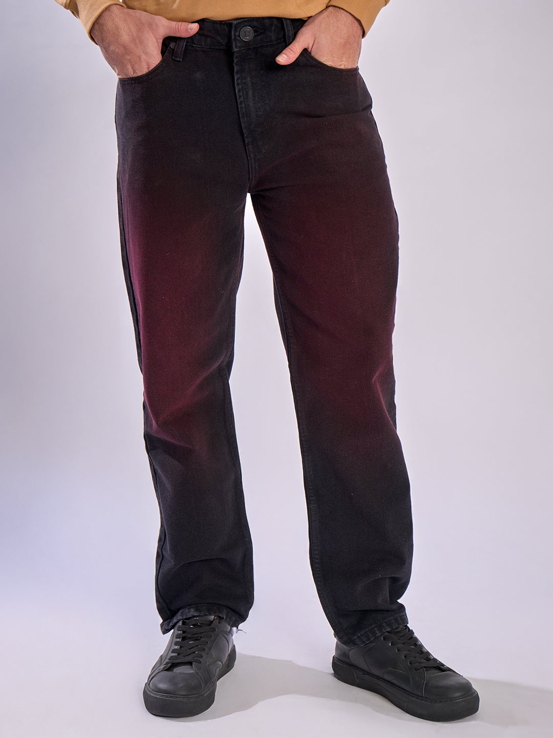 Men Straight Fit Rust Tinted Jeans