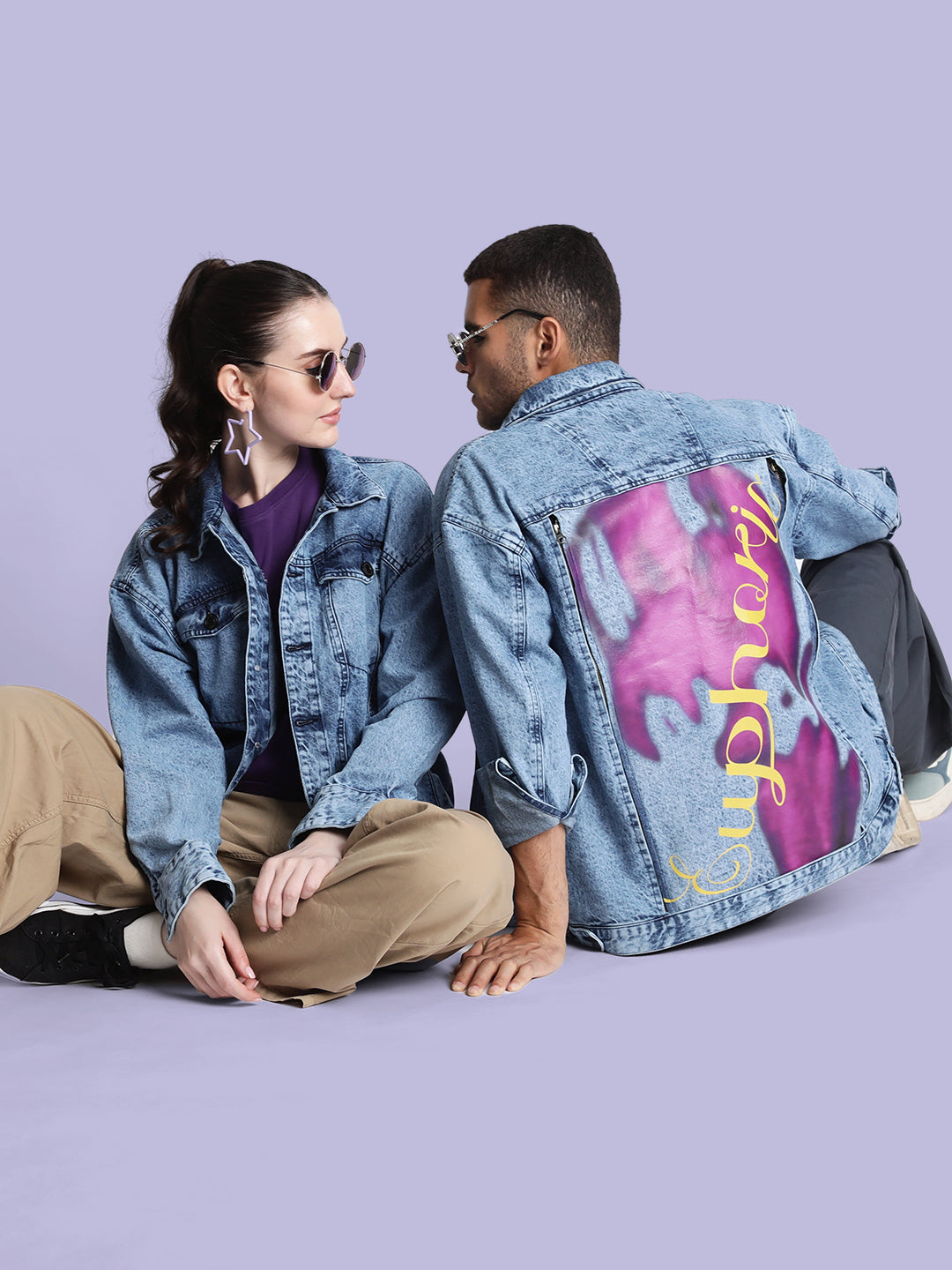 Gender Fluid Mood Switch Oversized Denim Jacket with Detachable Back Panel