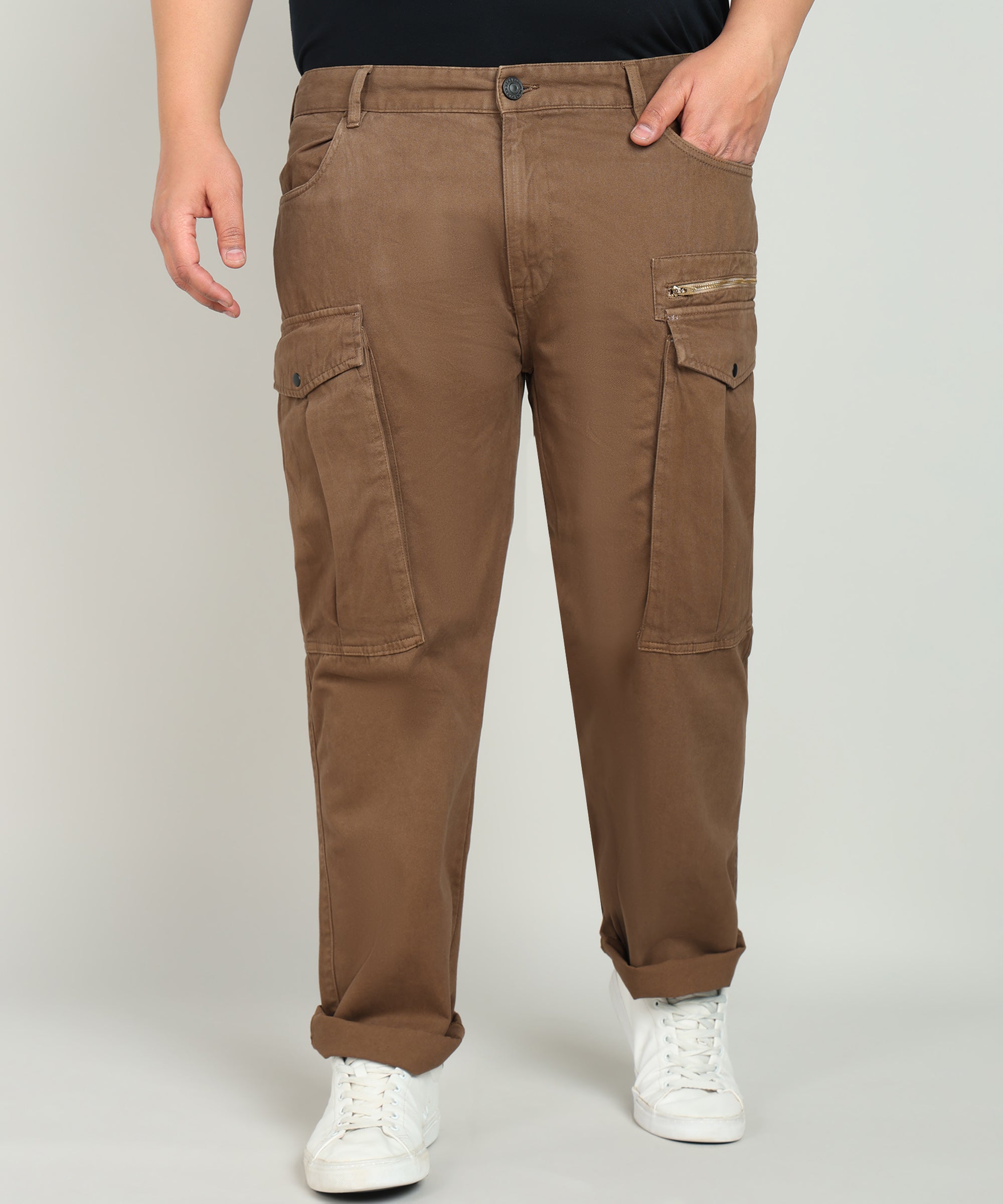 MEN-COFFEE LIQUER-COLOURED-100% COTTON -CASUAL TROUSERS