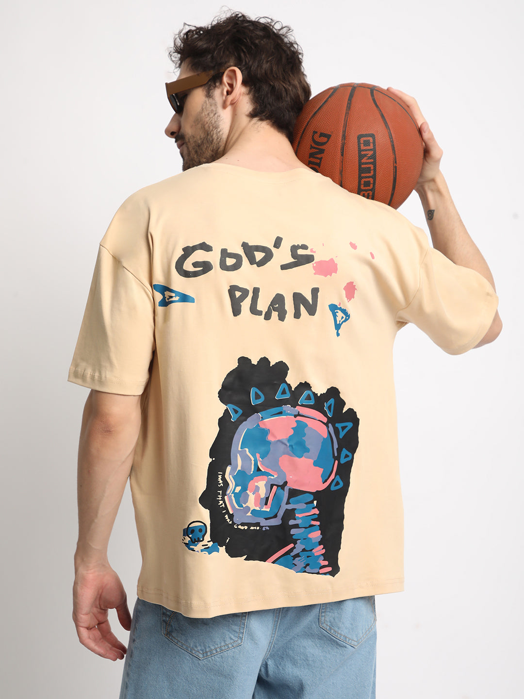 Men Gods Plan Graphic Oversized T Shirt