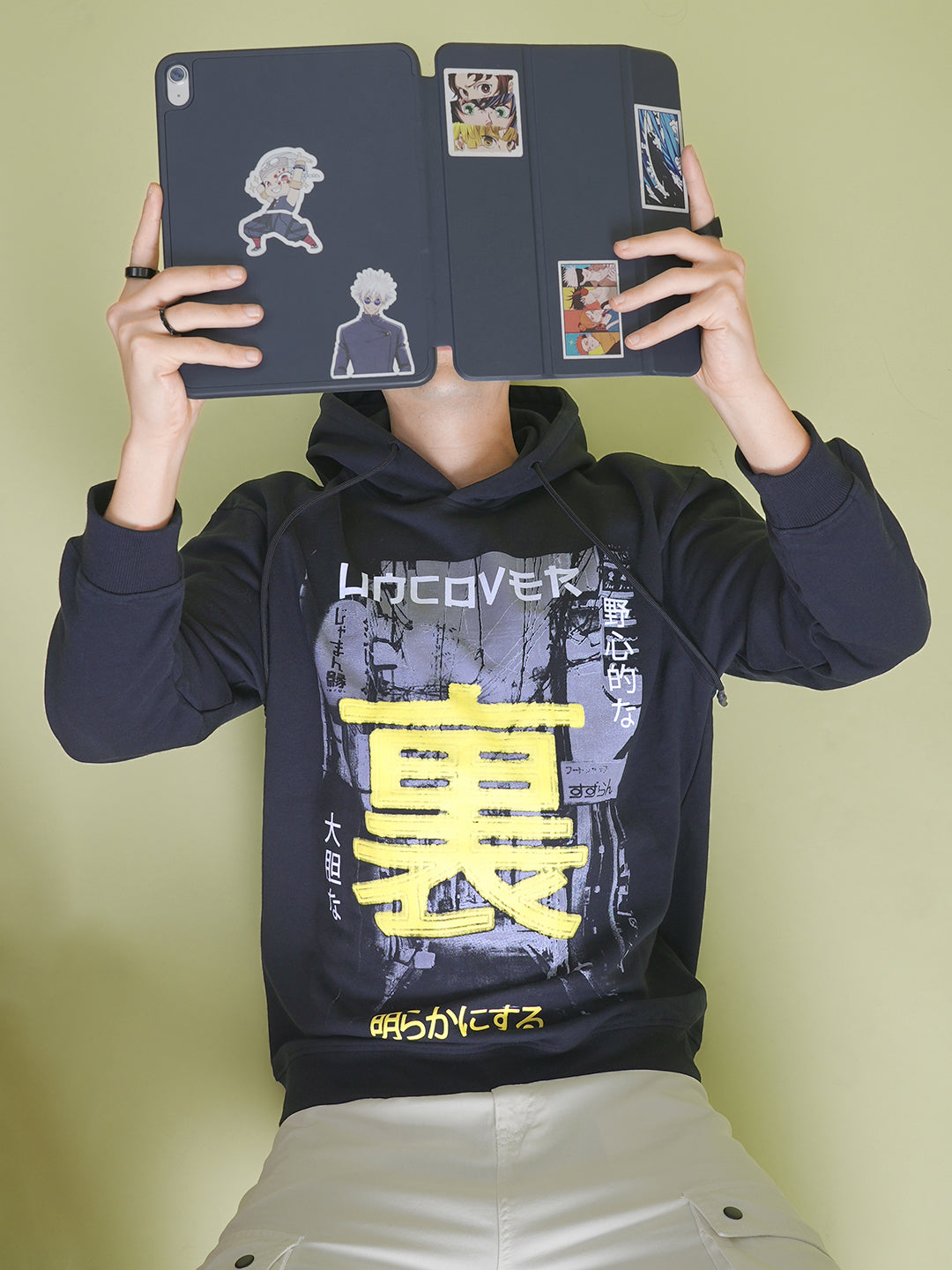 Men Japanese Inspiration Printed Hoodie