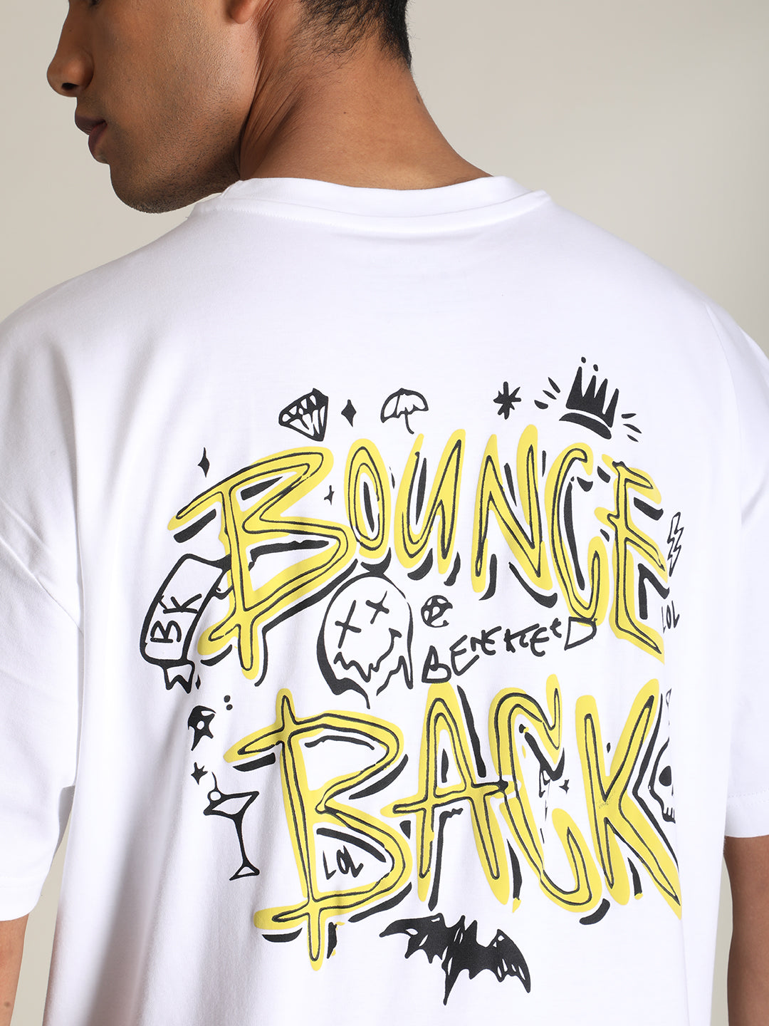 Men Bounce Back Slogan Oversized T Shirt