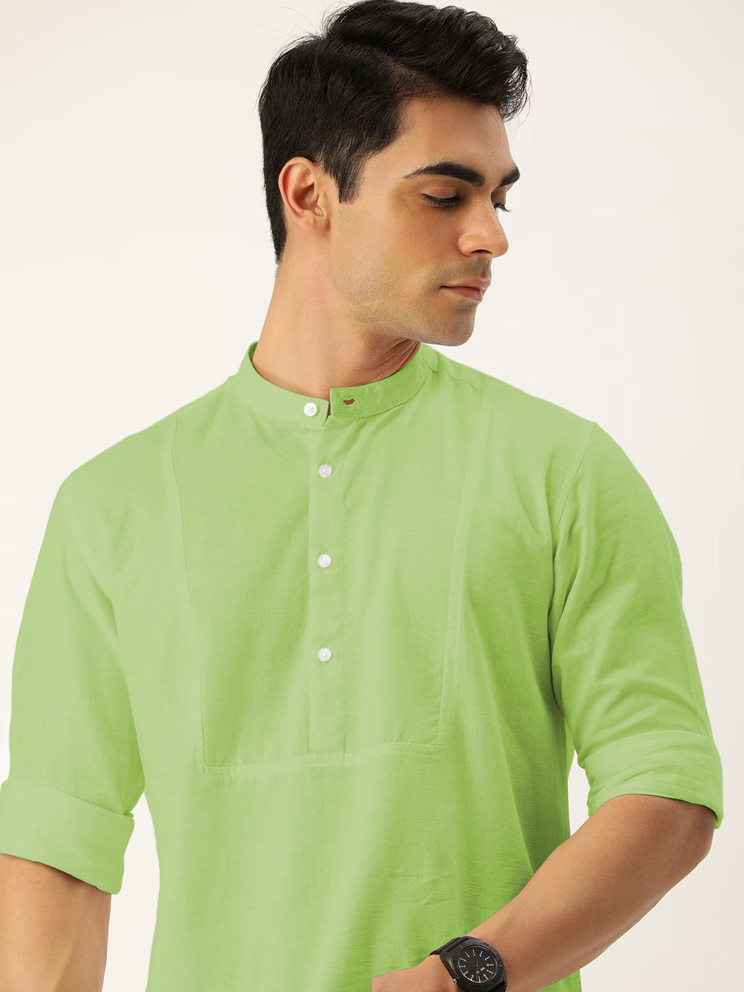 Men Lime Slim Fit Solid Kurta