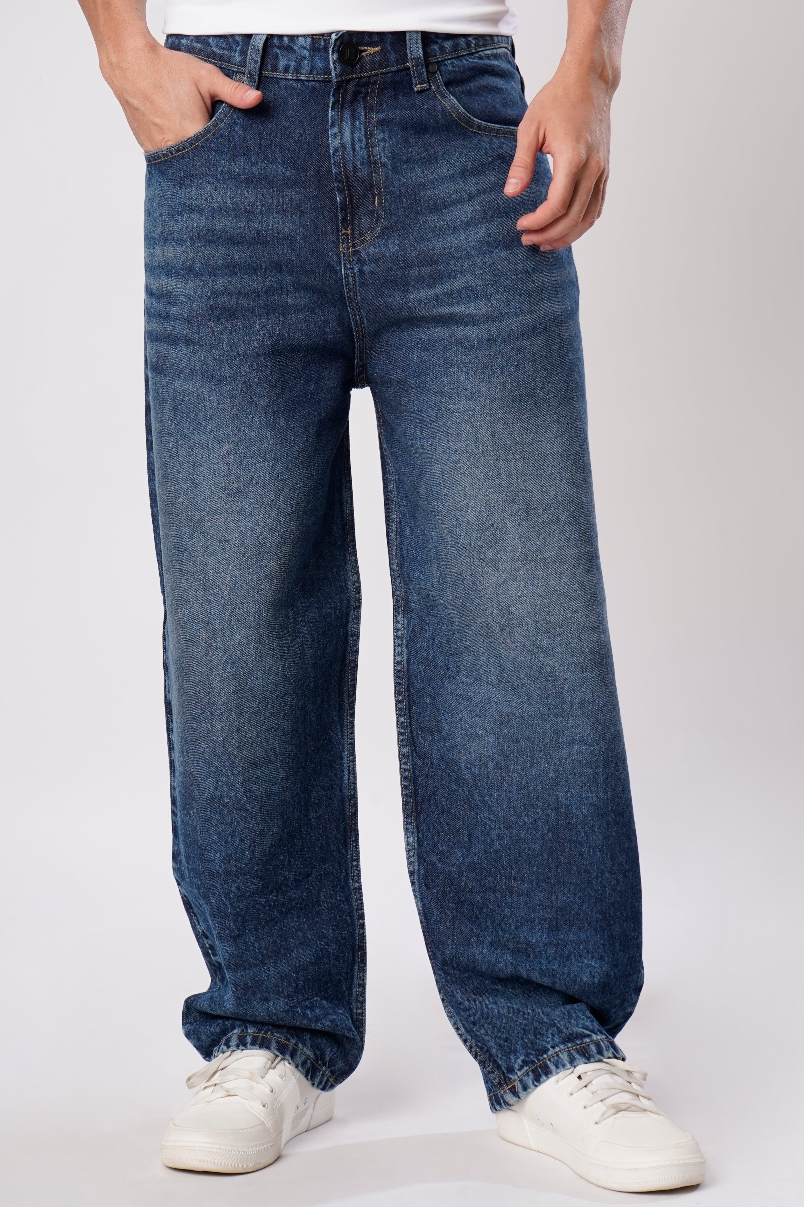 Men Baggy Fit Mid-Rise Light Fade Jeans