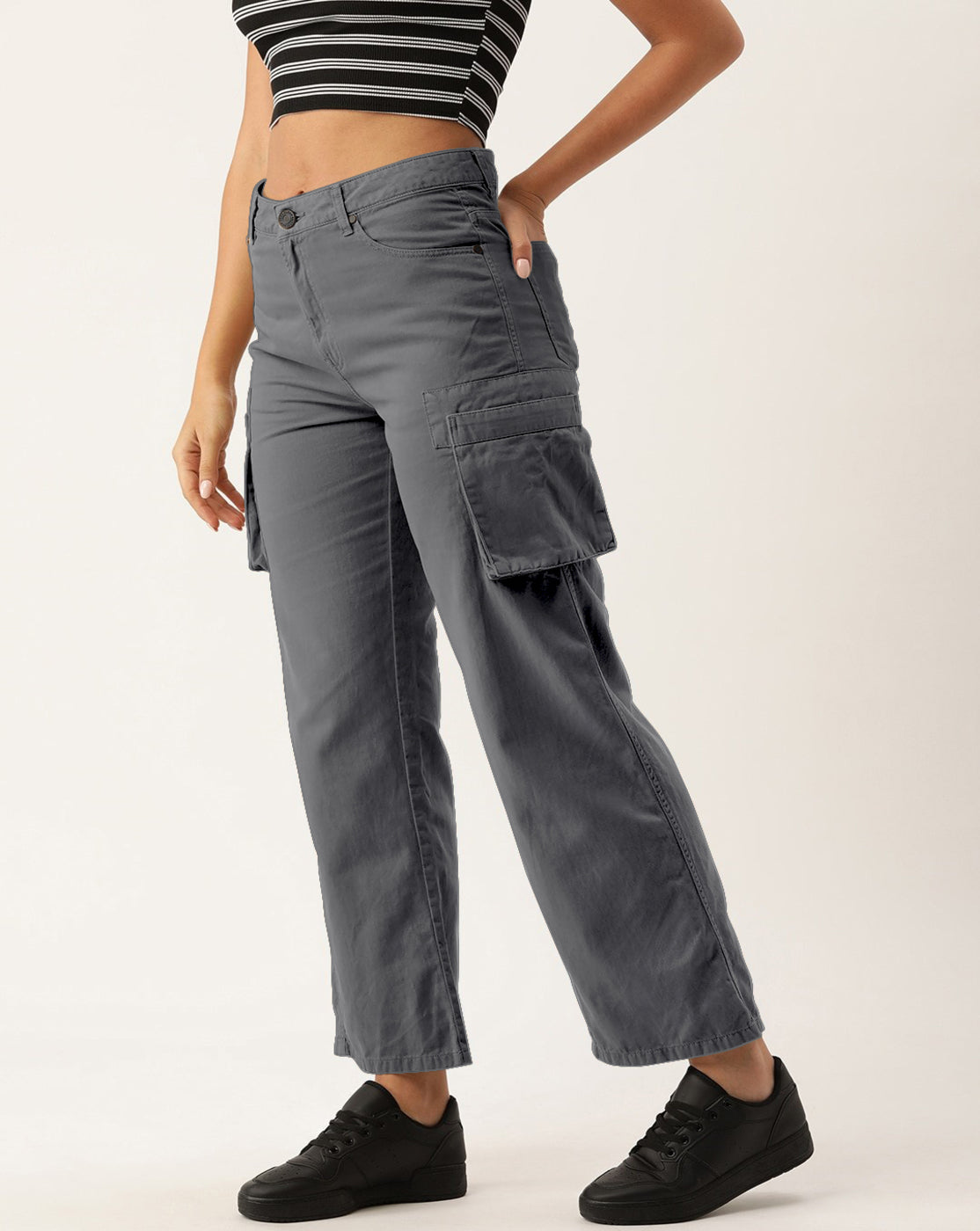 Women Over Dyed Straight fit Cargo Trouser with soft handfeel