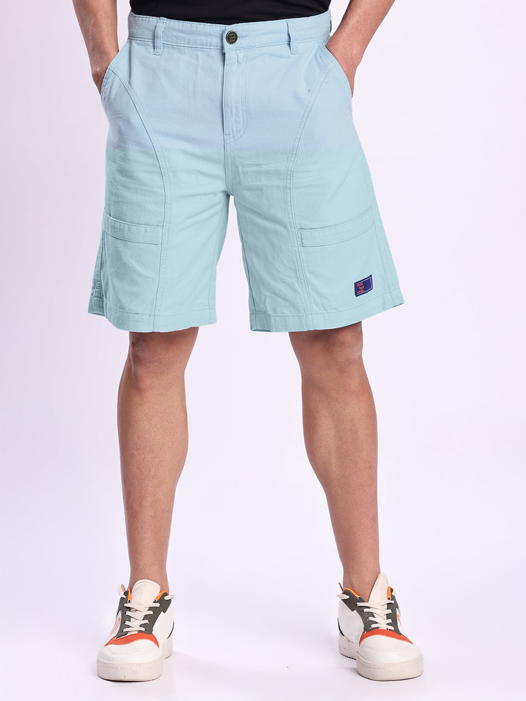 Men Blue Regular Fit Cotton Shorts
