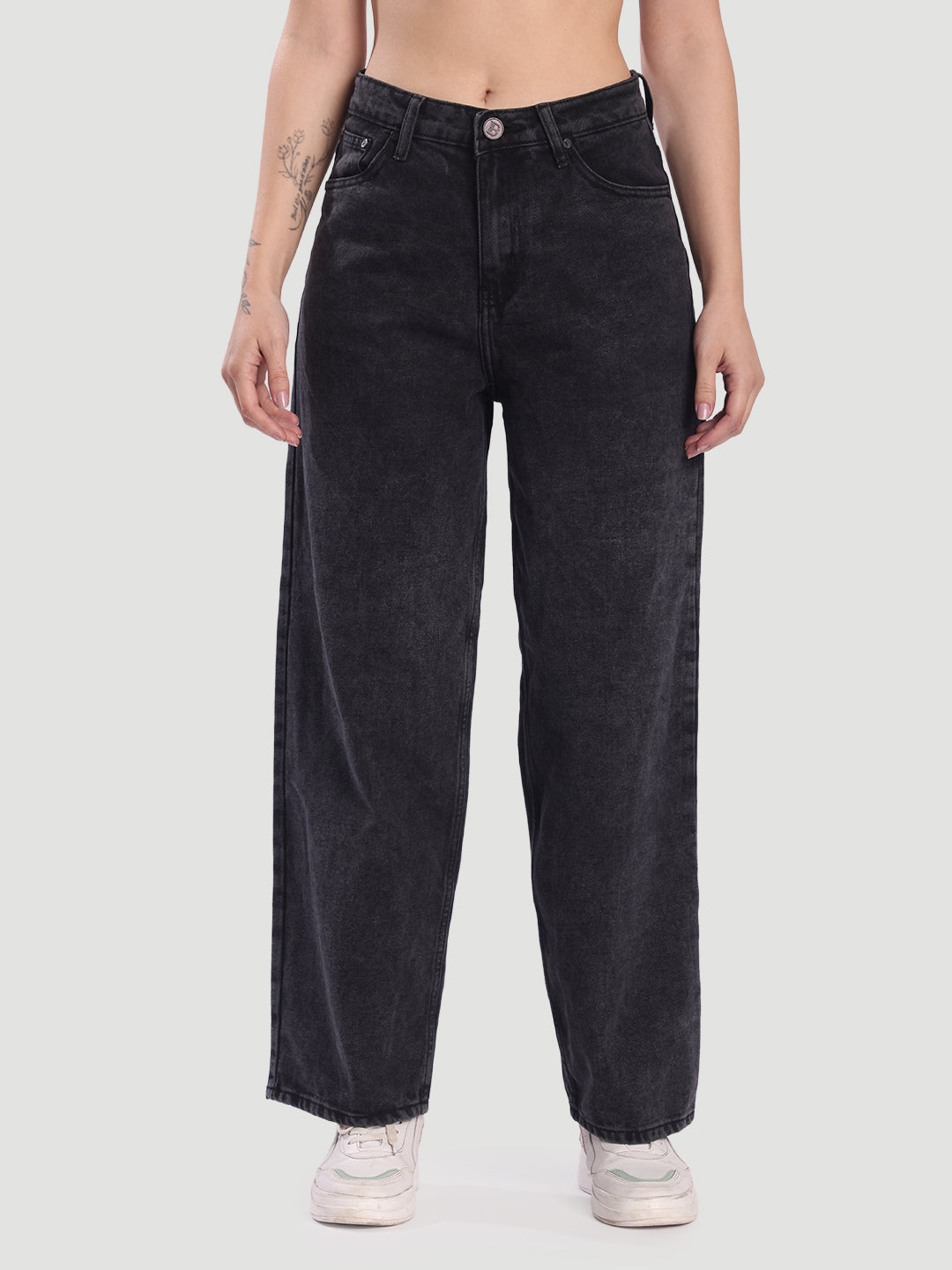 Women Charcoal Baggy Fit Jeans