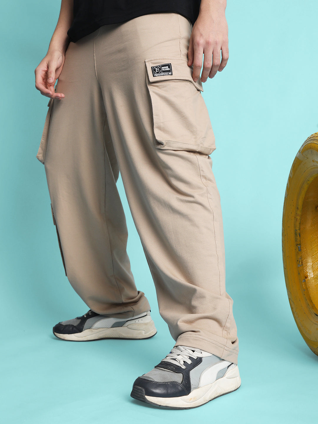 Men Tan Loose Balloon Cargo trouser