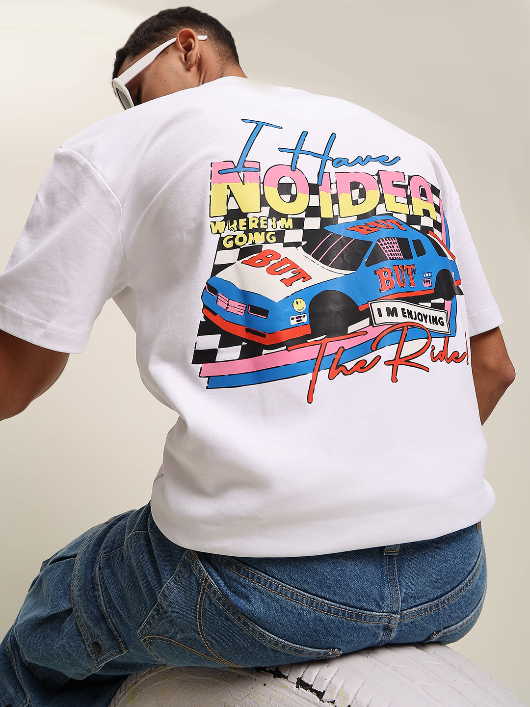 Men The Ride Graphic Oversized T Shirt