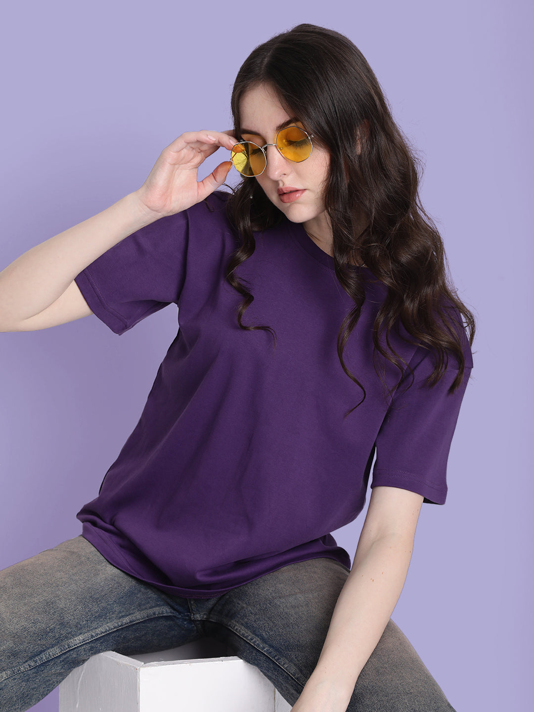 Women Purple Oversized T-shirt