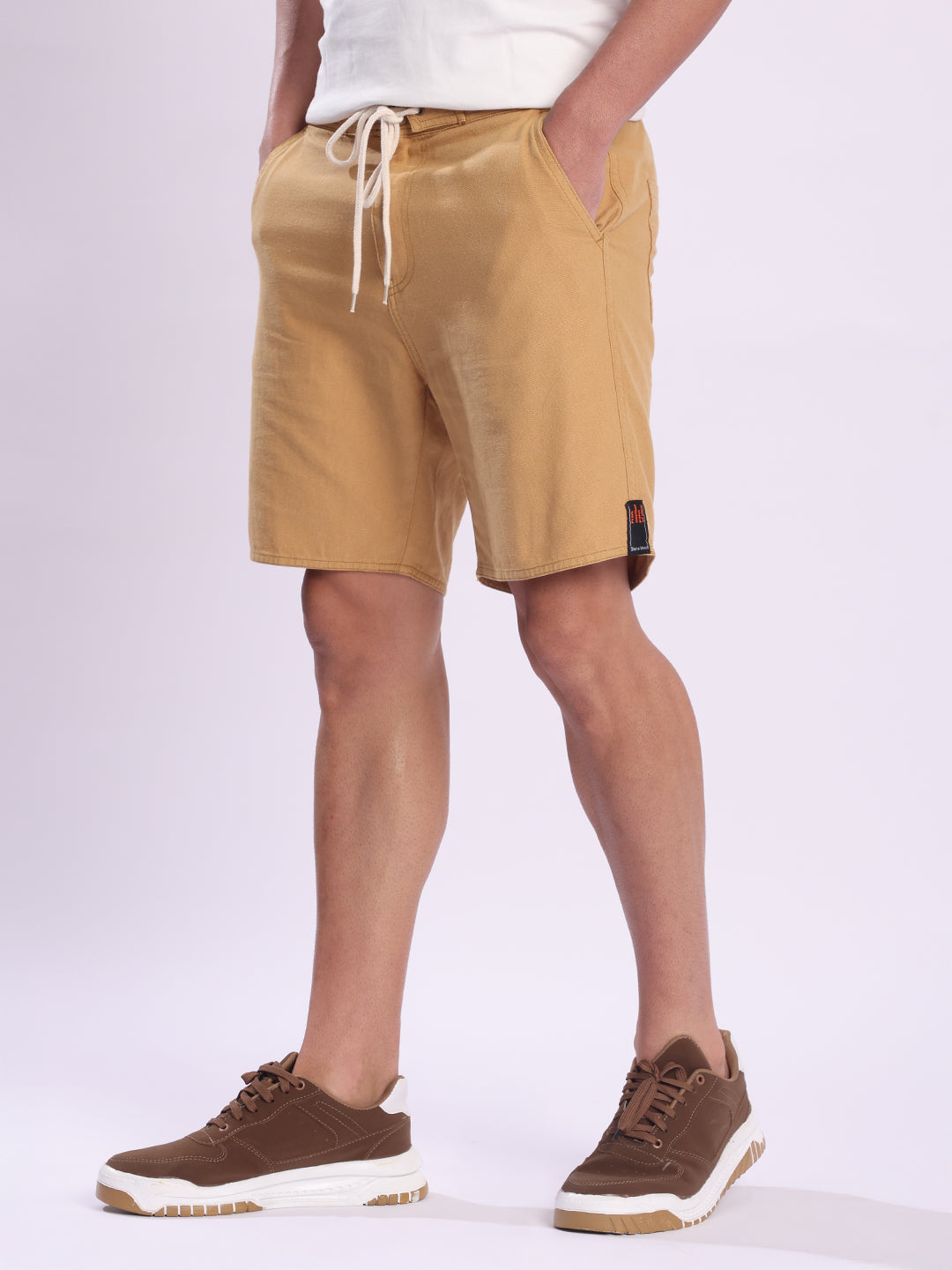 Men Khaki Regular Fit Cotton Shorts