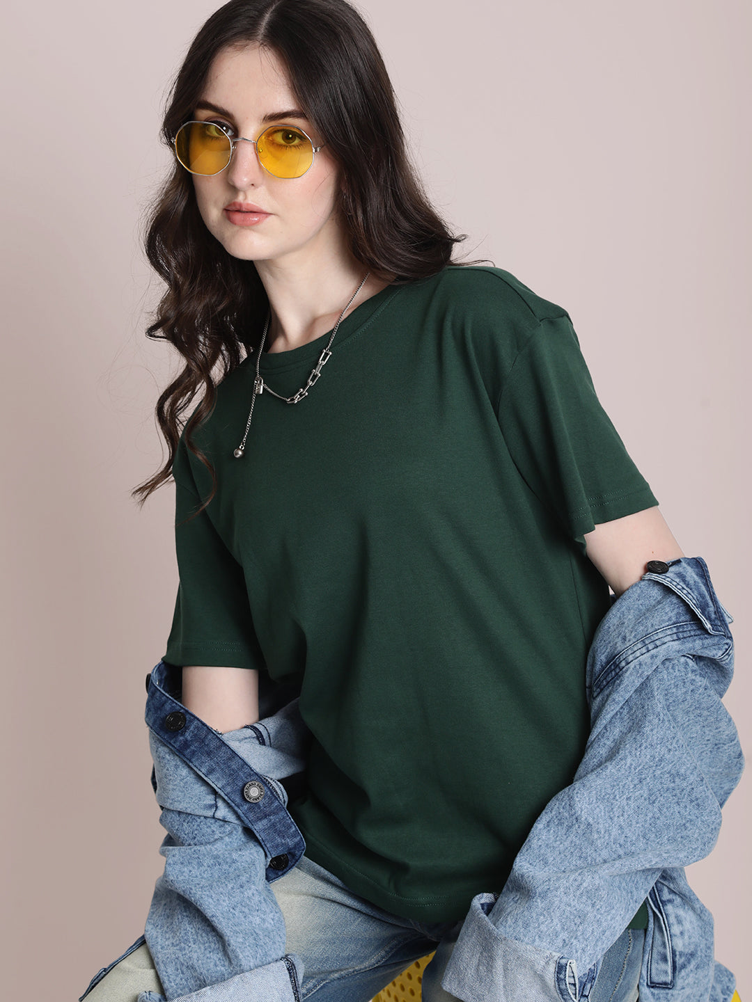 Women Dark Green Oversized T-shirt