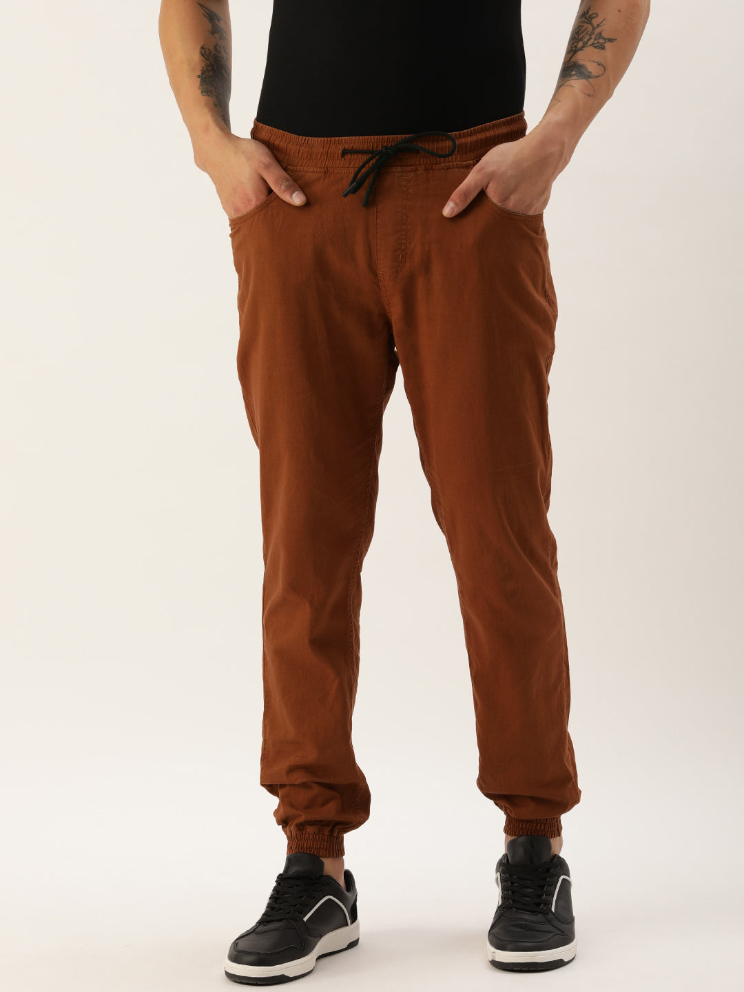 Men Brown Slim Fit Solid Casual Jogger