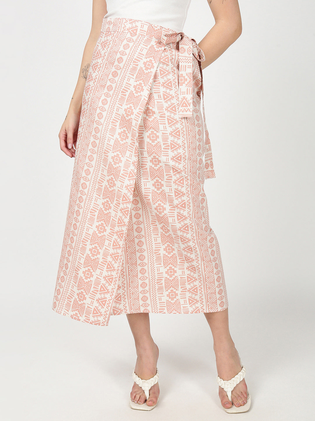 Women Geometric Printed Wrap-Around Maxi Skirt