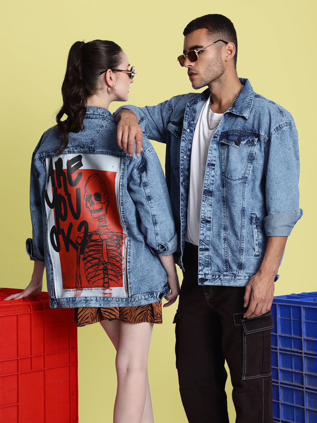 Gender Fluid Mood Switch Oversized Denim Jacket with Detachable Back Panel