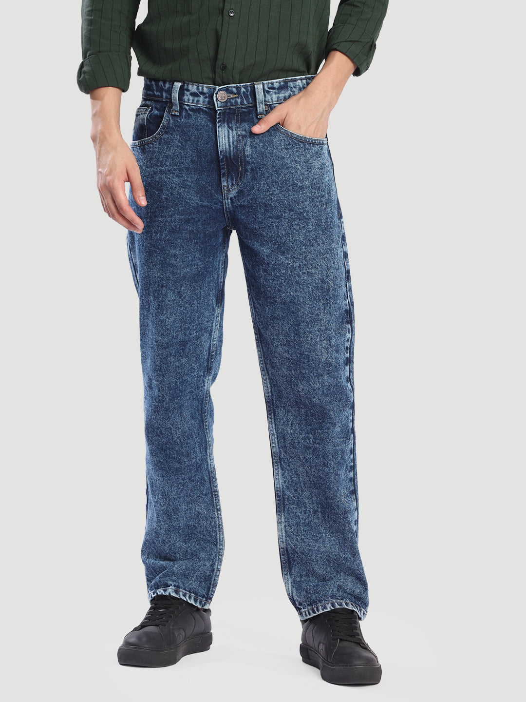 Men Relax Fit Jeans Fashion Wash
