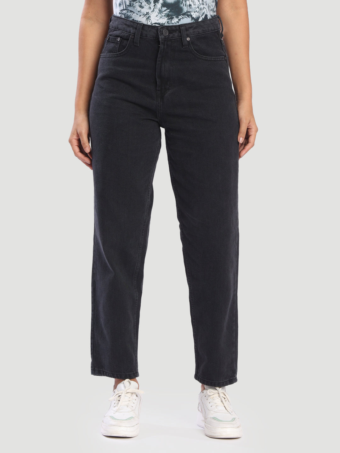 Women Charcoal Carrot Fit Jeans