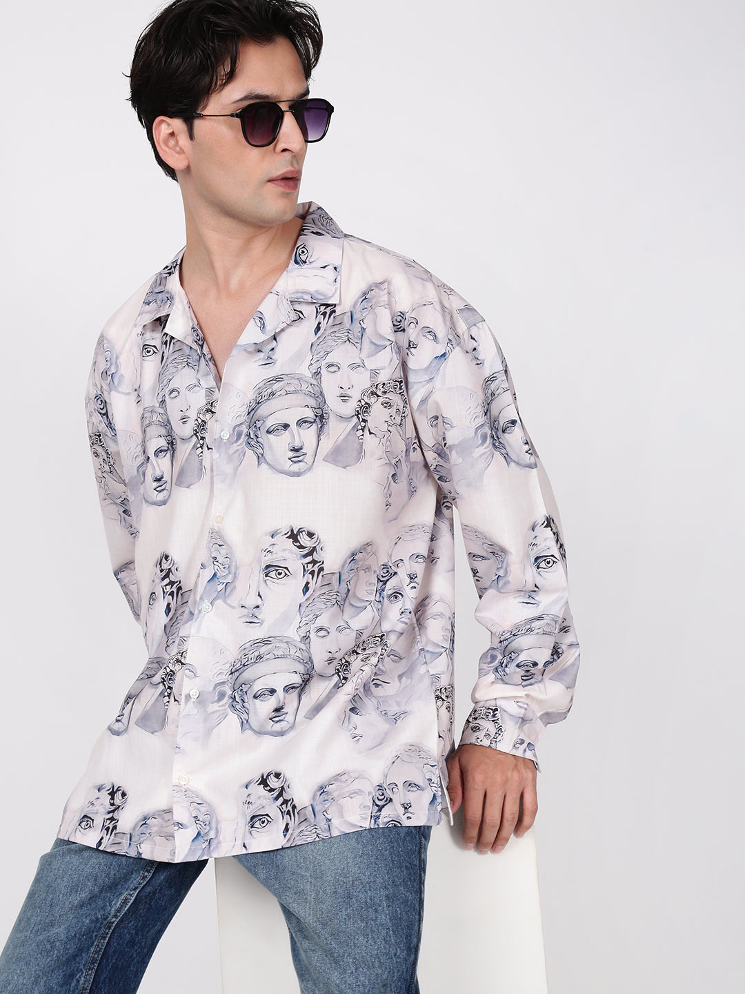 Men Resort Collar Oversize Fit Printed  Shirt