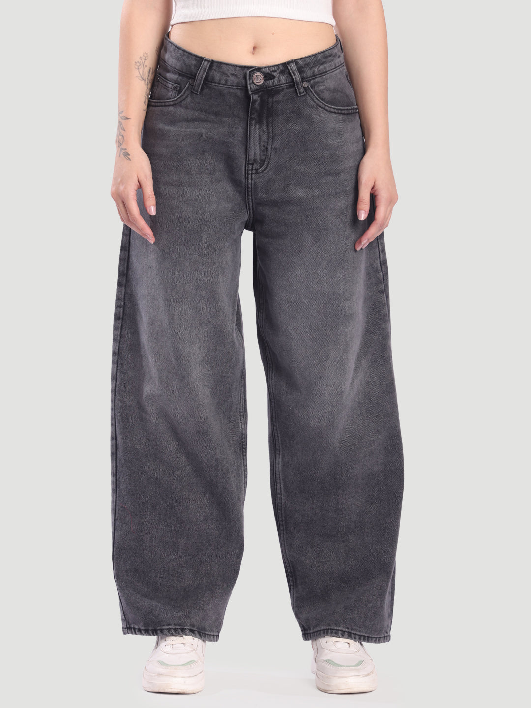 Women Charcoal Baggy Fit Jeans