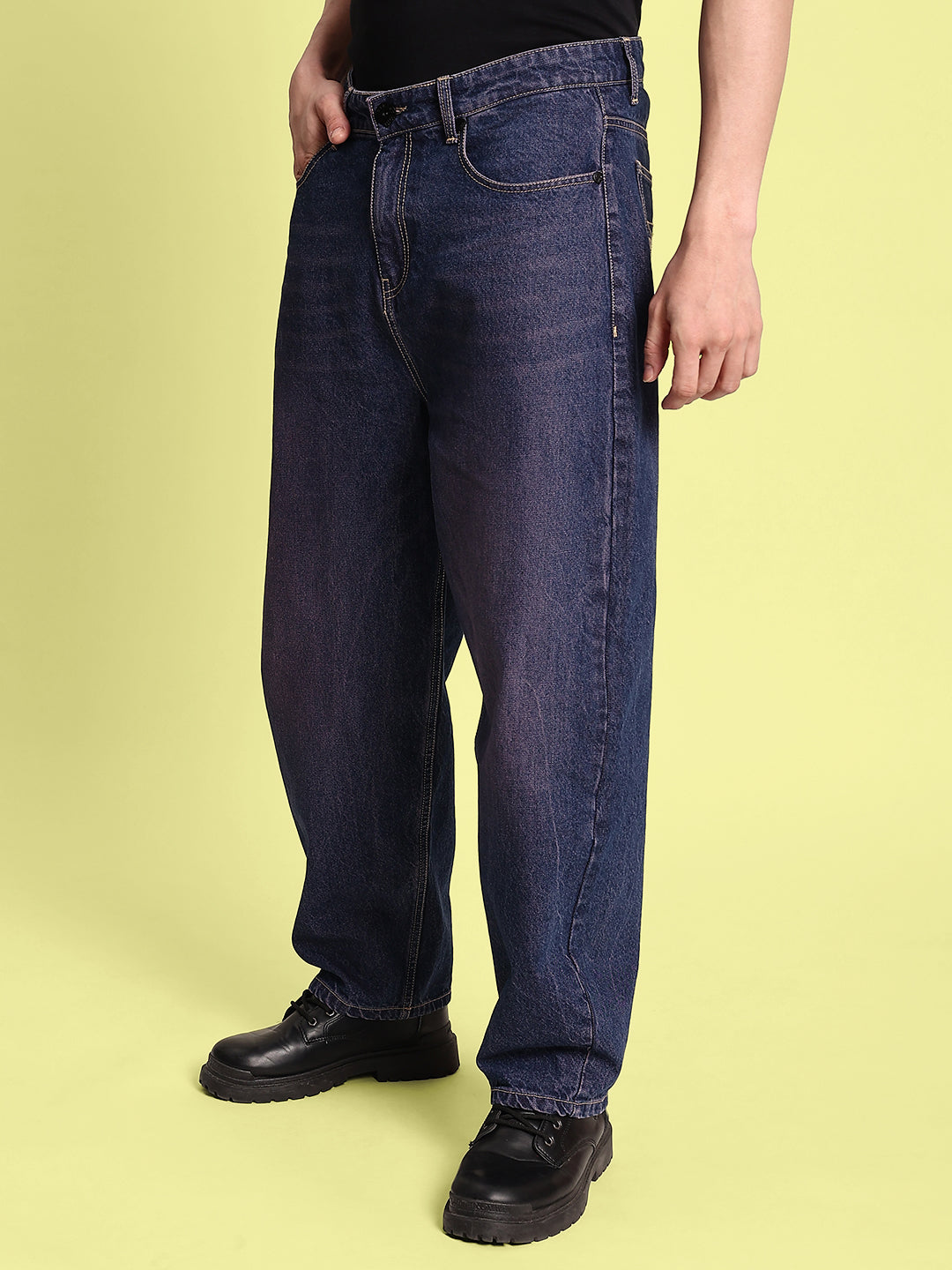 Men Mid-Rise Tinted Washed Baggy Fit Jeans