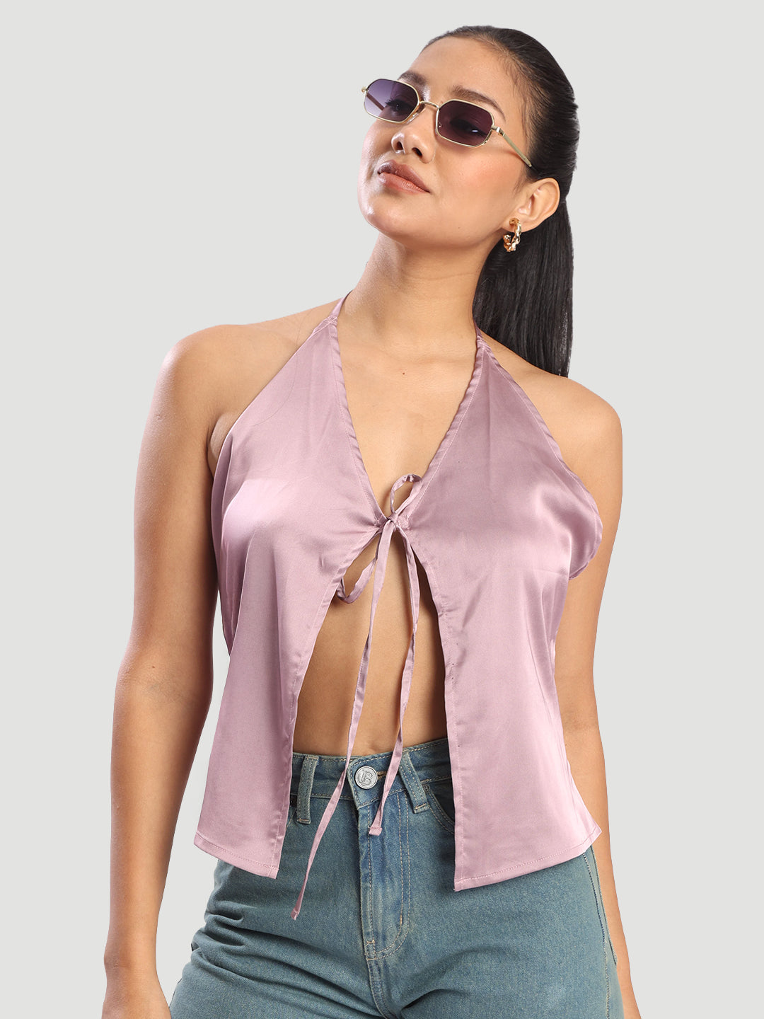 Women Halter neck front tie up adjustable top