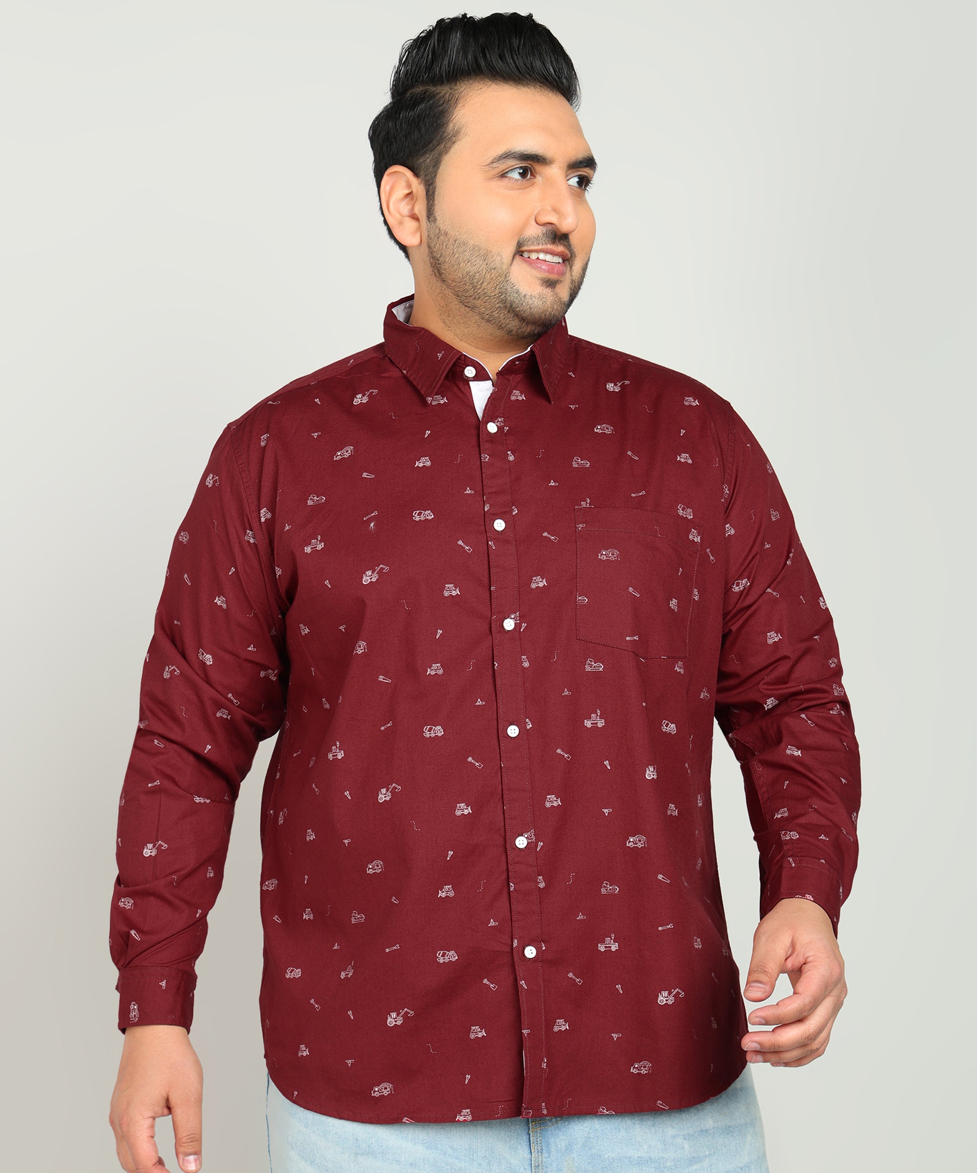 Men Maroon Opaque Printed Pure Cotton Casual Shirt