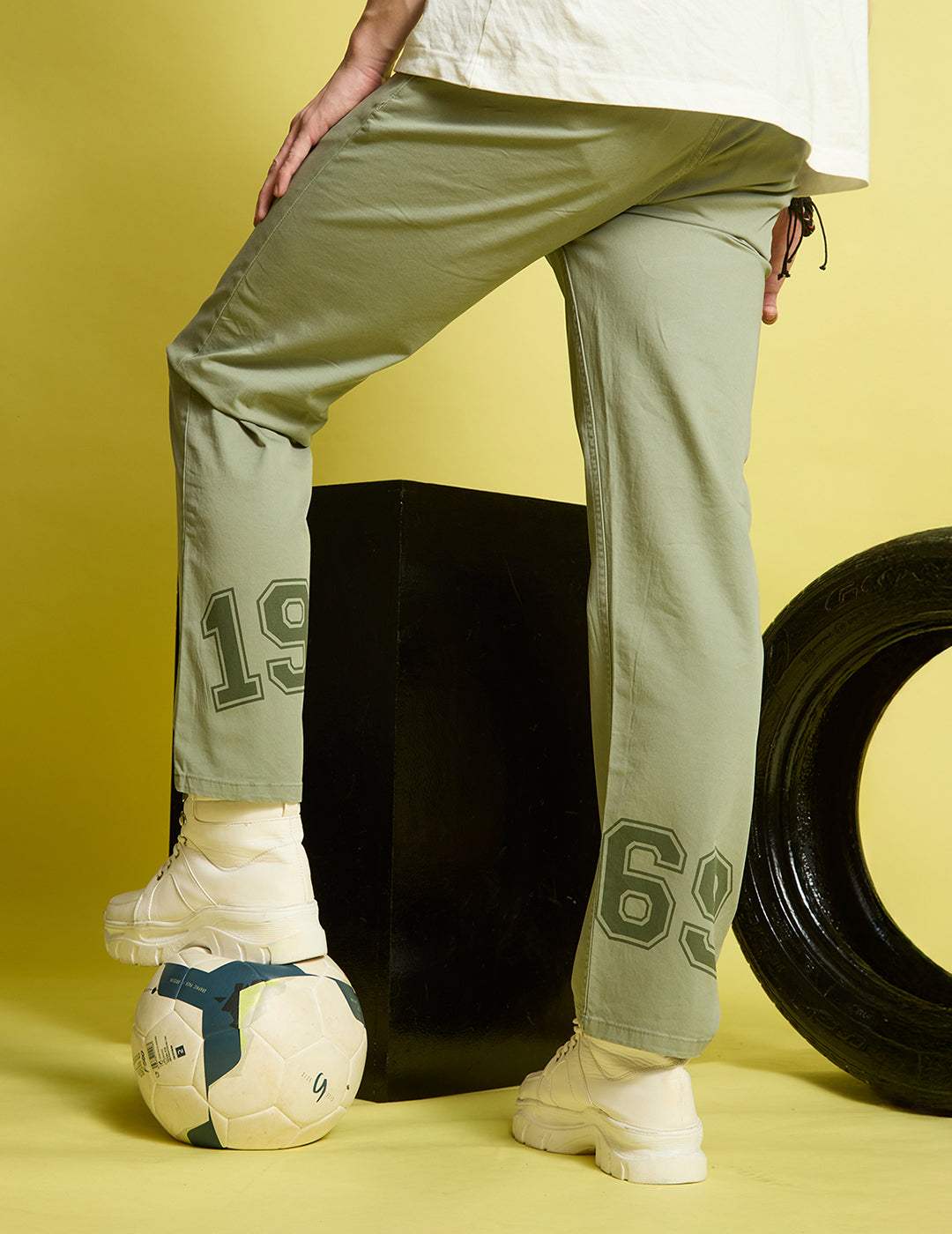 Men's Straight Sage Green Trousers