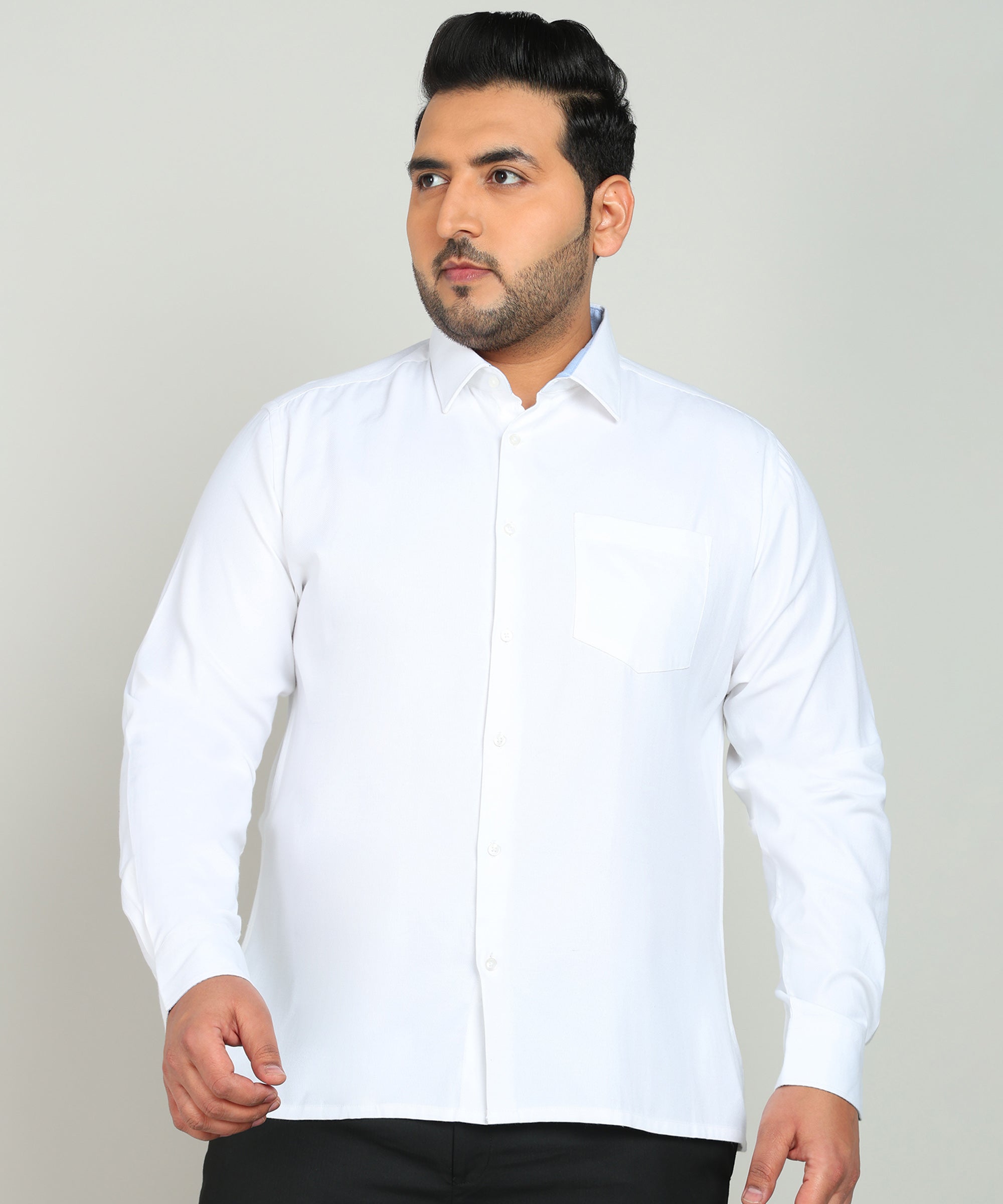 Men White Regular Fit Poly Cotton Solid Formal Shirt