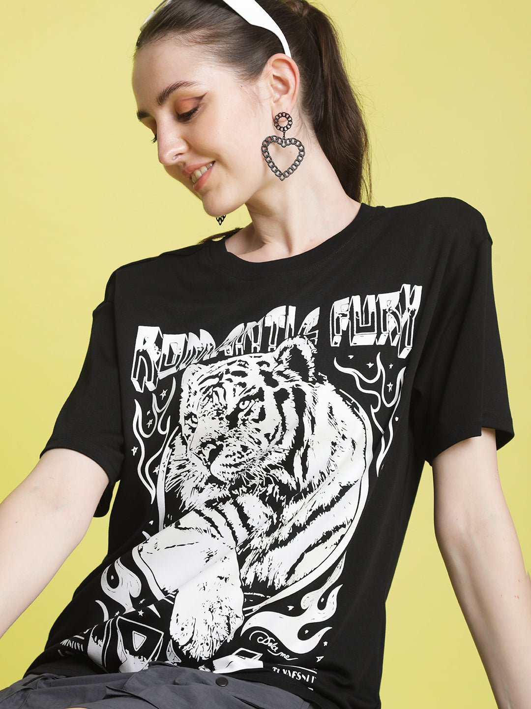 Women Romatic Fury Oversize Pritned Tshirt