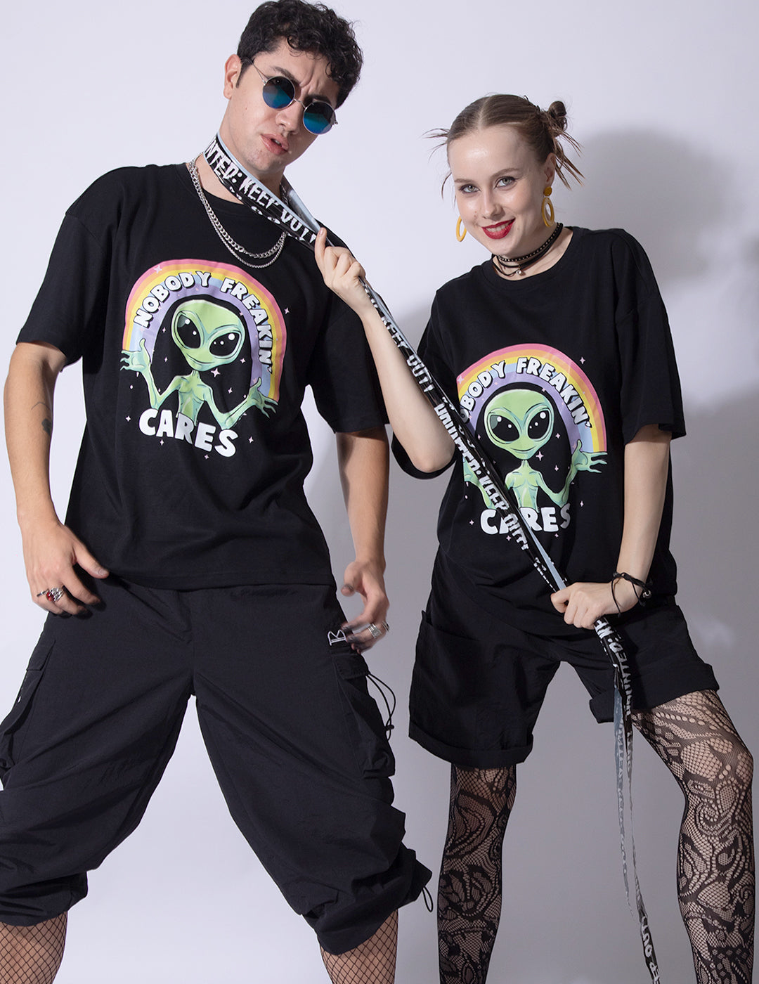 Unisex Oversize Fit  Black Halloween Graphic Printed Tee