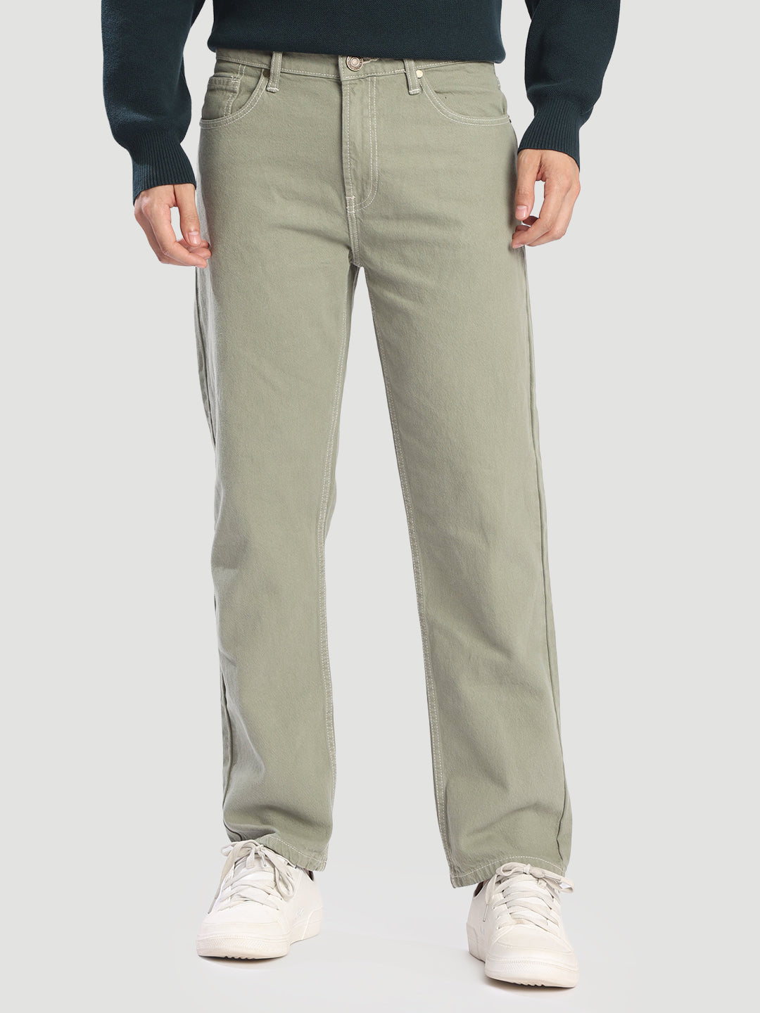 Men Olive Shaded Relax fit jeans