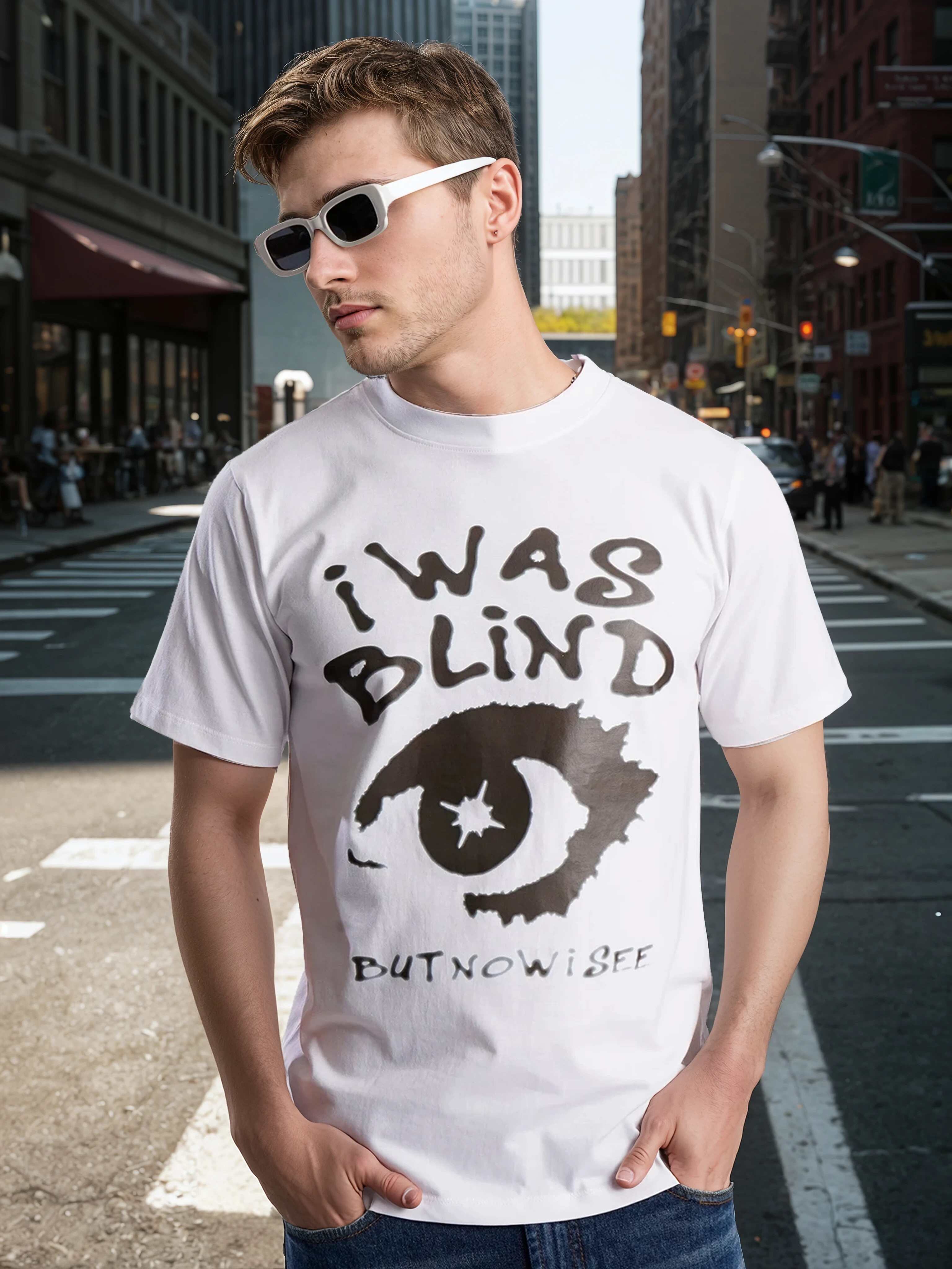 Men White Graphic Print T Shirt