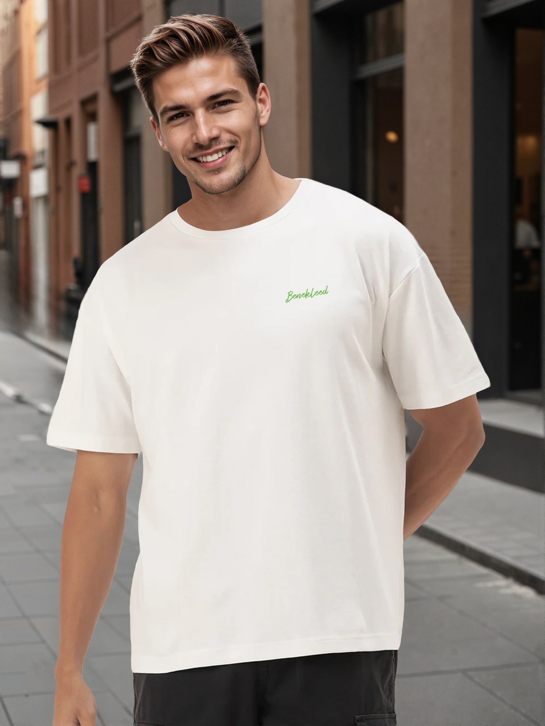 Men White Oversize Embroided T Shirt