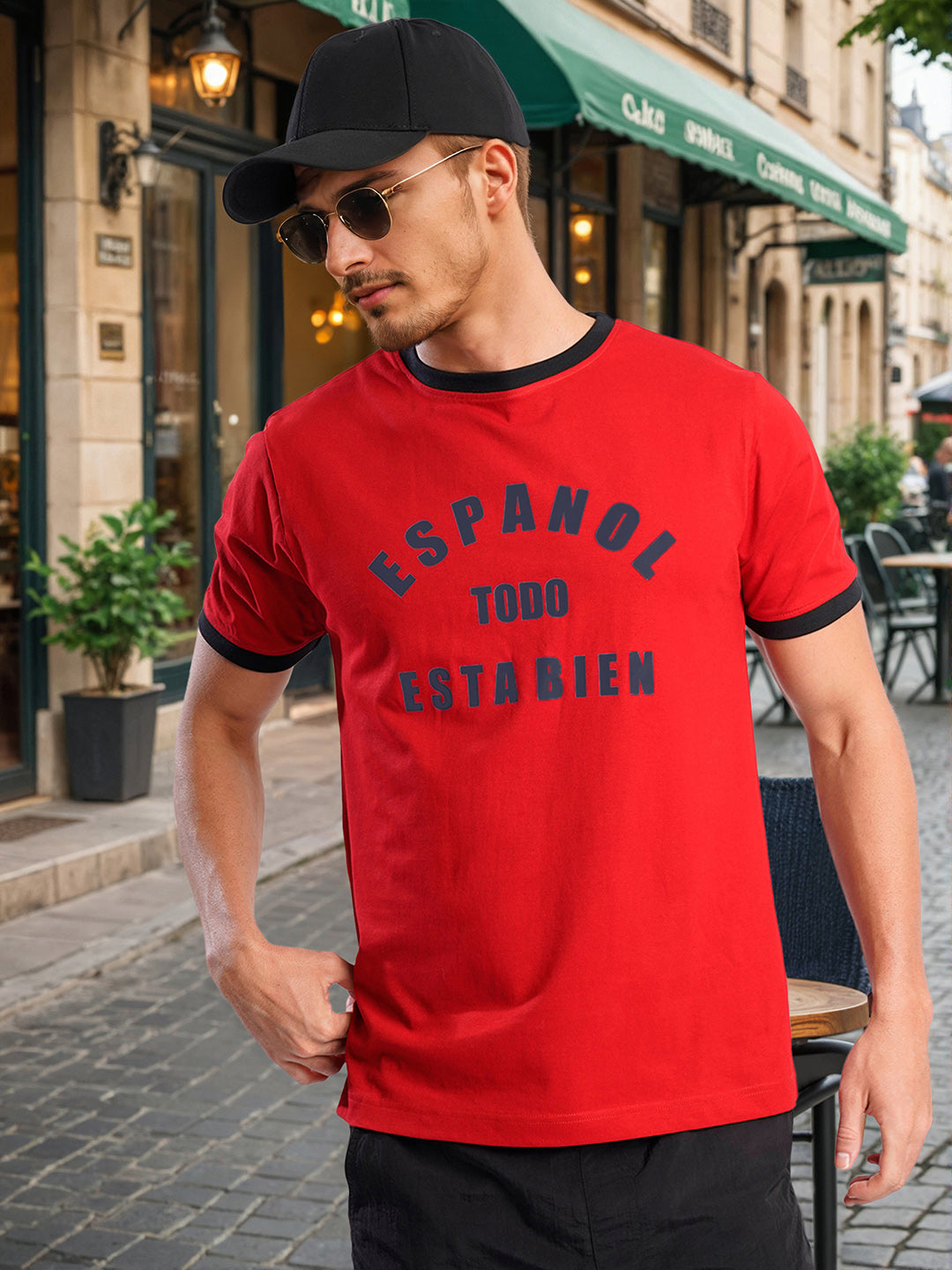 Men Red Typography Print T Shirt