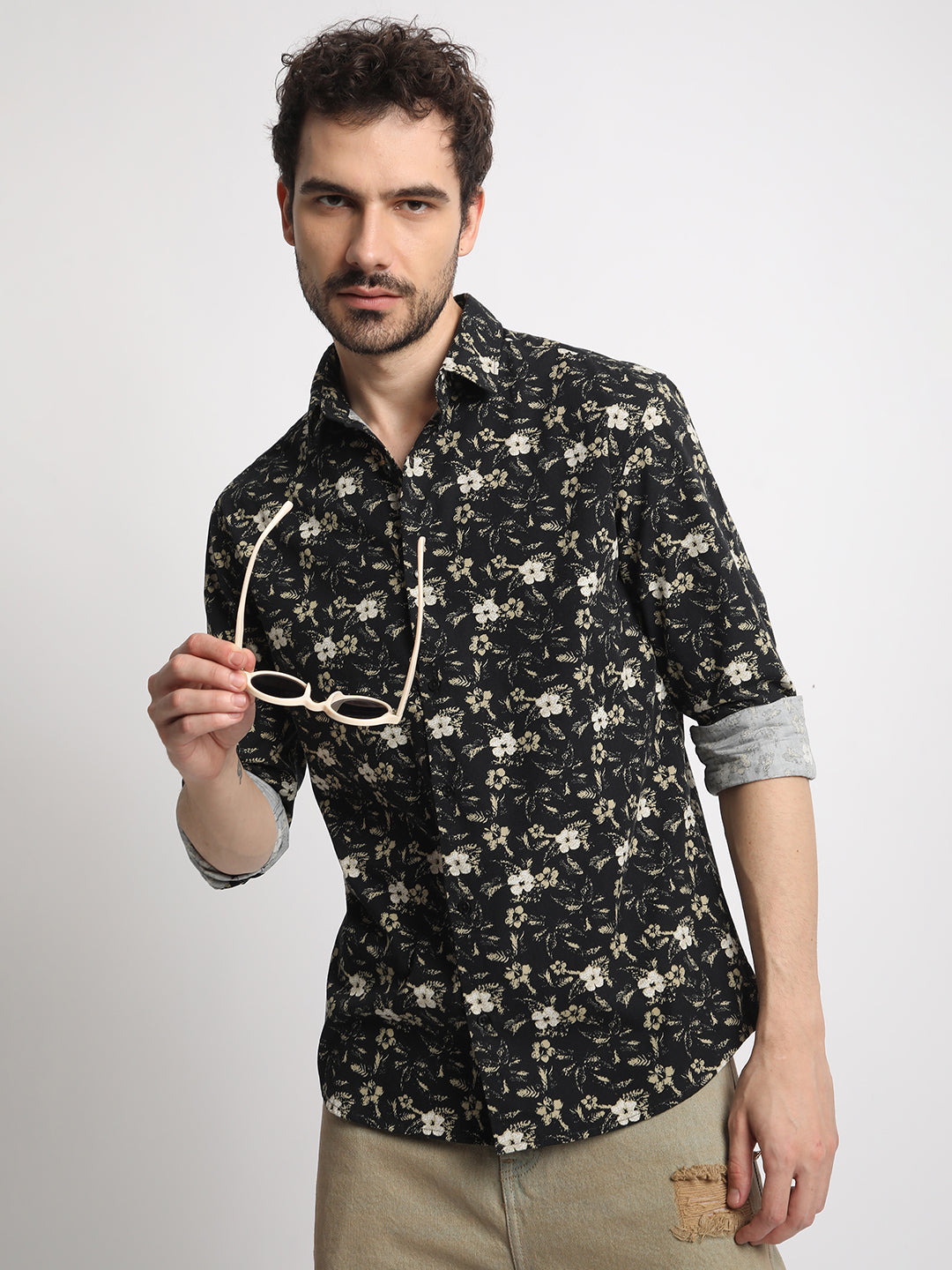 Men Classic Floral Opaque Printed Casual Shirt